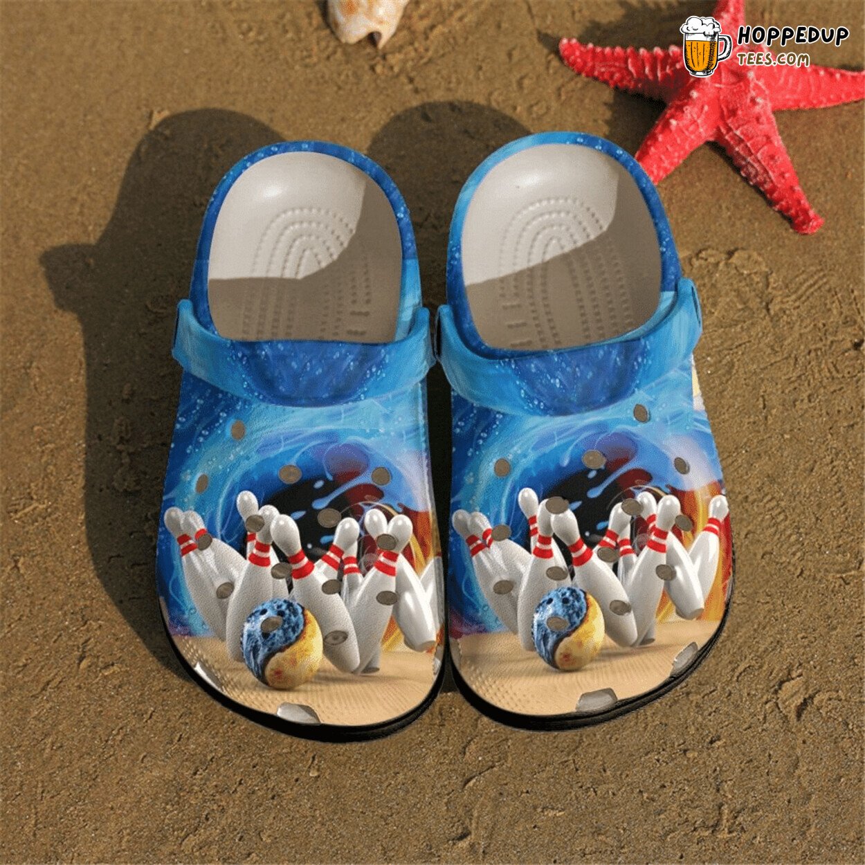 Bowling Lover’s I Love Bowling Clogs Themed Rubber Shoes Comfy Footwear