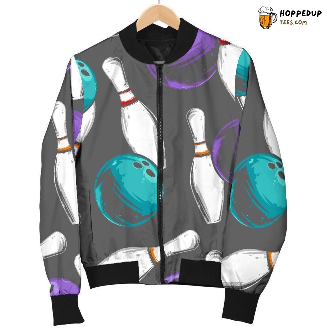 Bowling Sport Pin Strike Men’s Bomber Jacket Unique Pattern Design Art Bowling Sport Pin Strike Men’s Bomber Jacket Unique Pattern Design Art