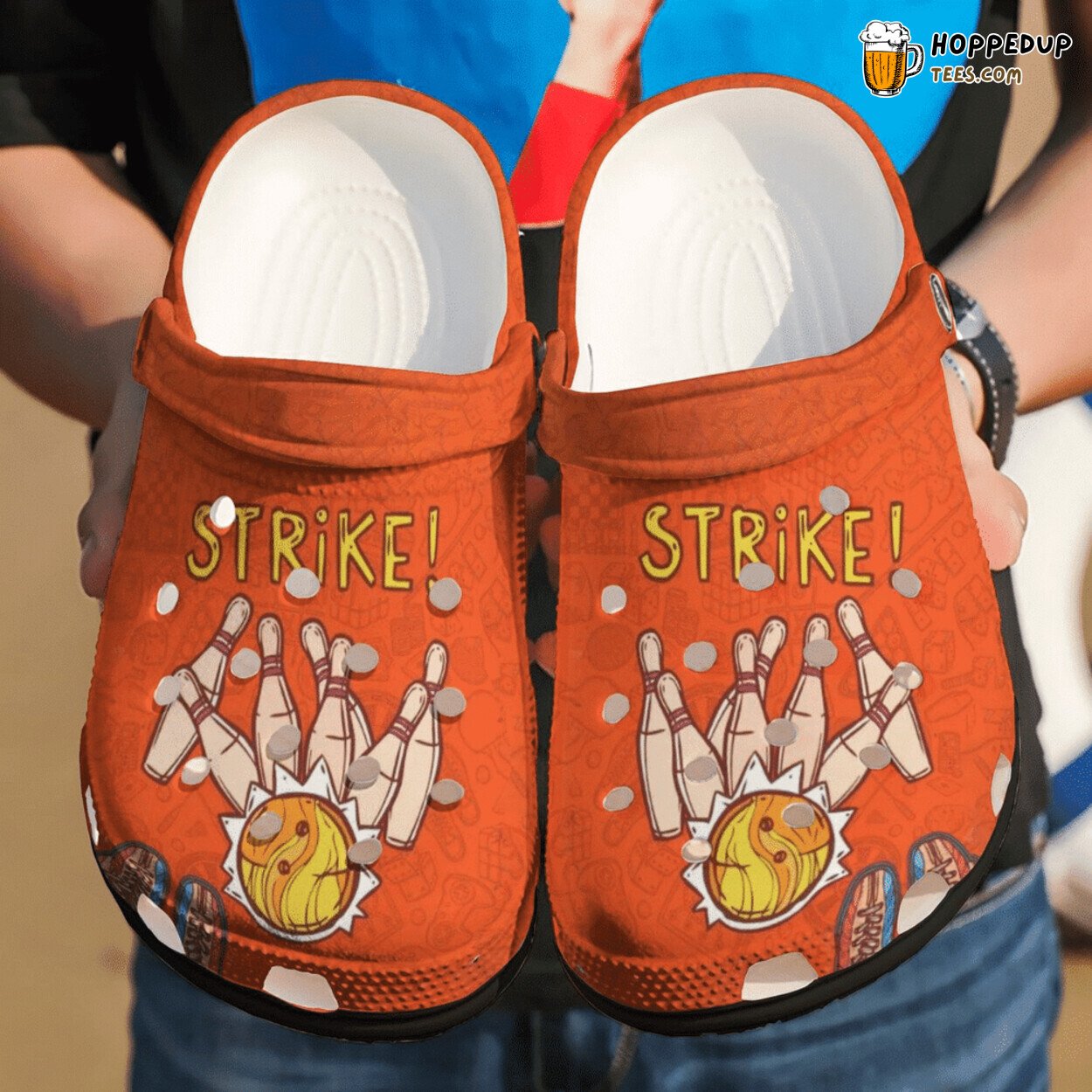 Bowling Strike Native American Themed Rubber Clog Shoes Comfy Lover Footwear