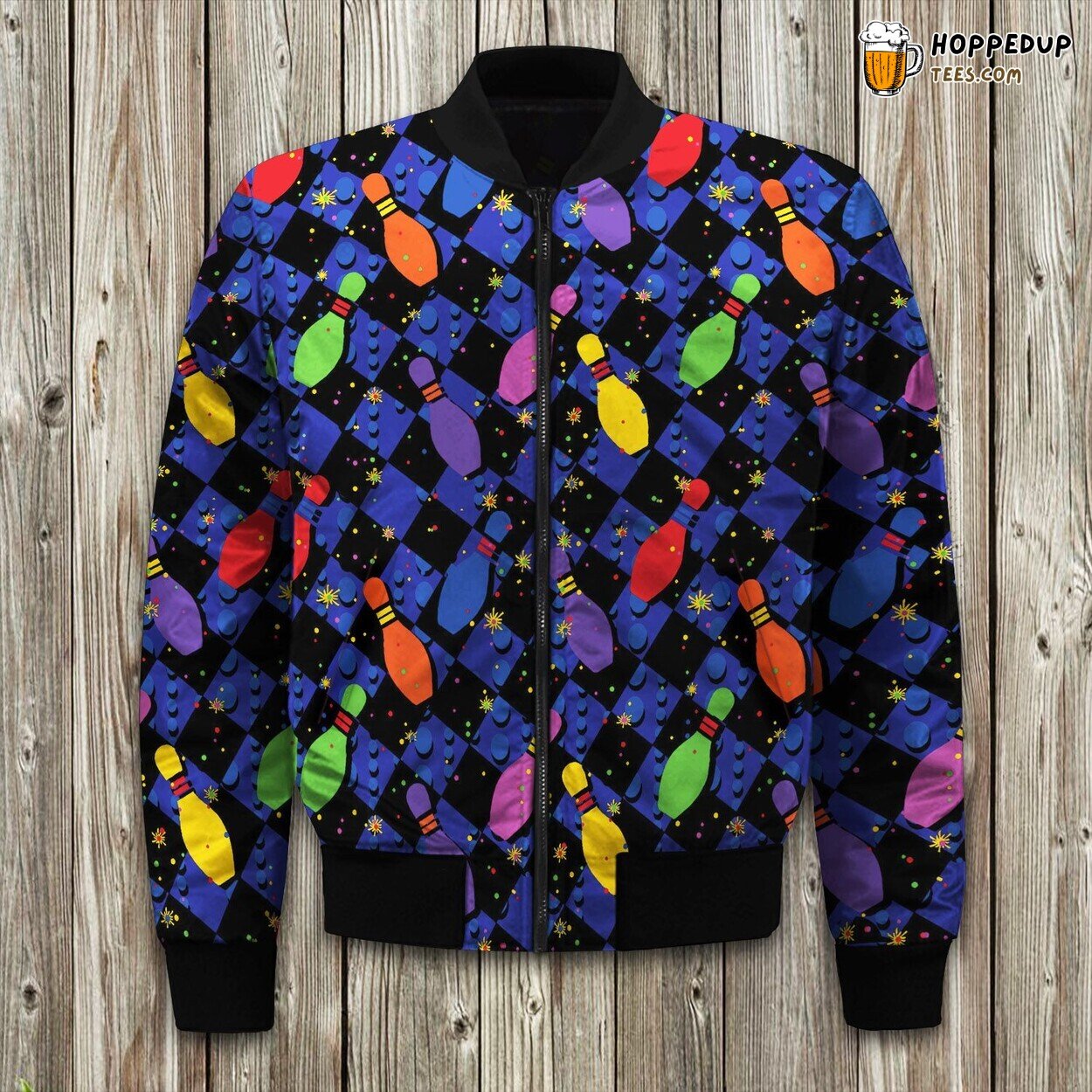 Bowling Themed Art Winter Bomber Jacket Sporty Stylish Wear