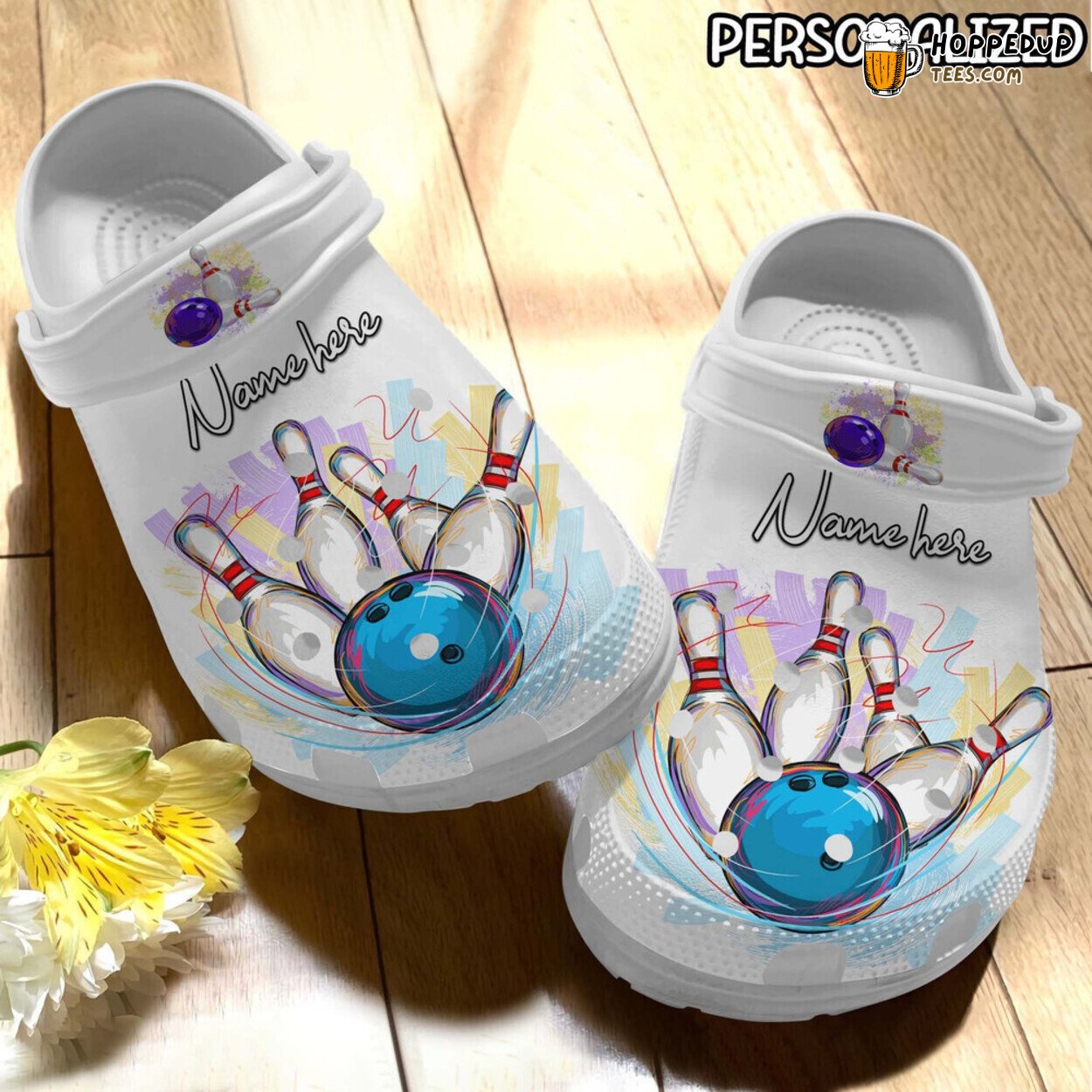 Bowling Themed Rubber Clog Shoes Comfy Footwear for Bowling Enthusiasts