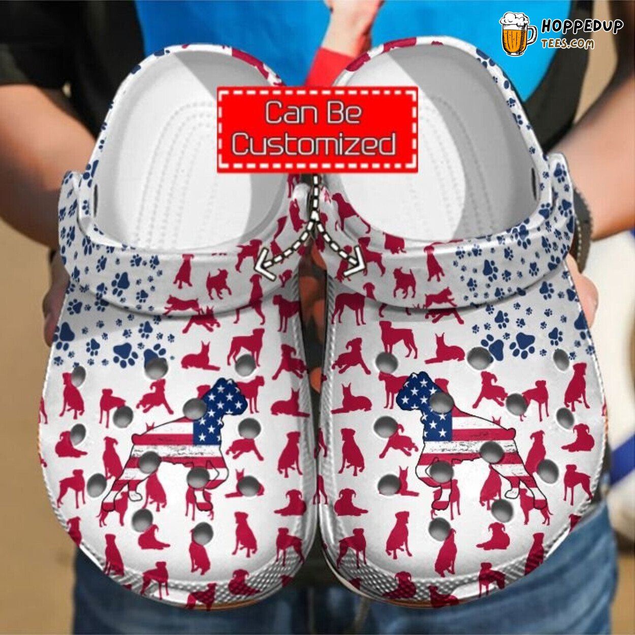 Boxer Dog American Flag Themed Animal Print Comfortable Clogs