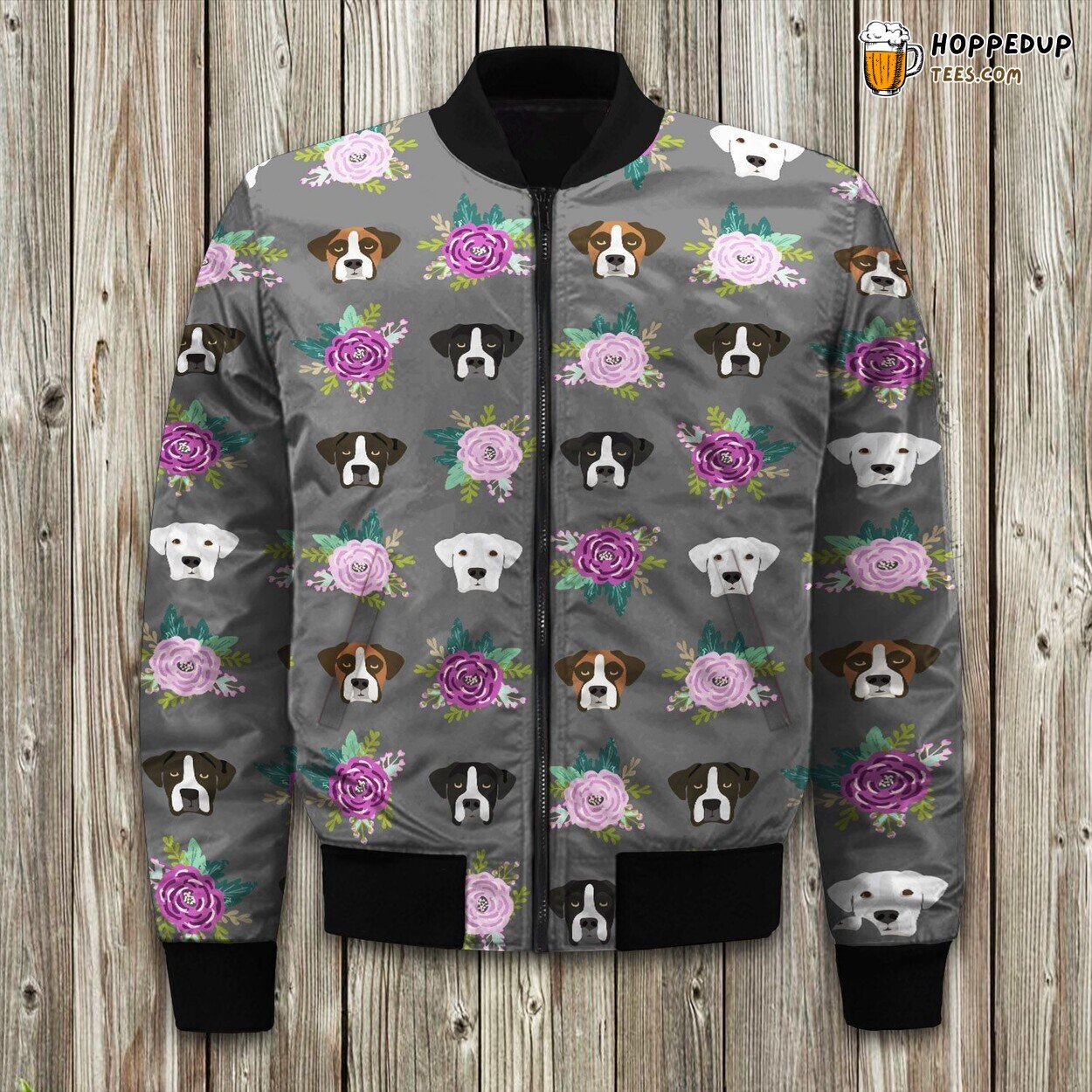 Boxer Dog Gray Fashion Bomber Jacket