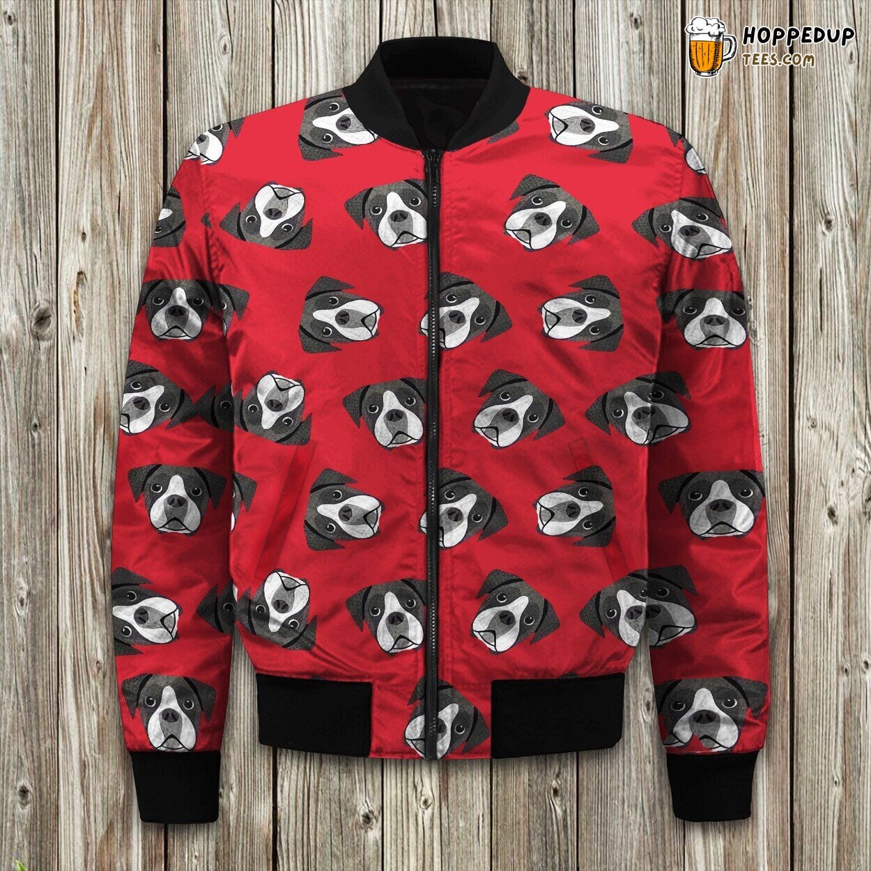 Boxer Dog Red Fashion Bomber Jacket
