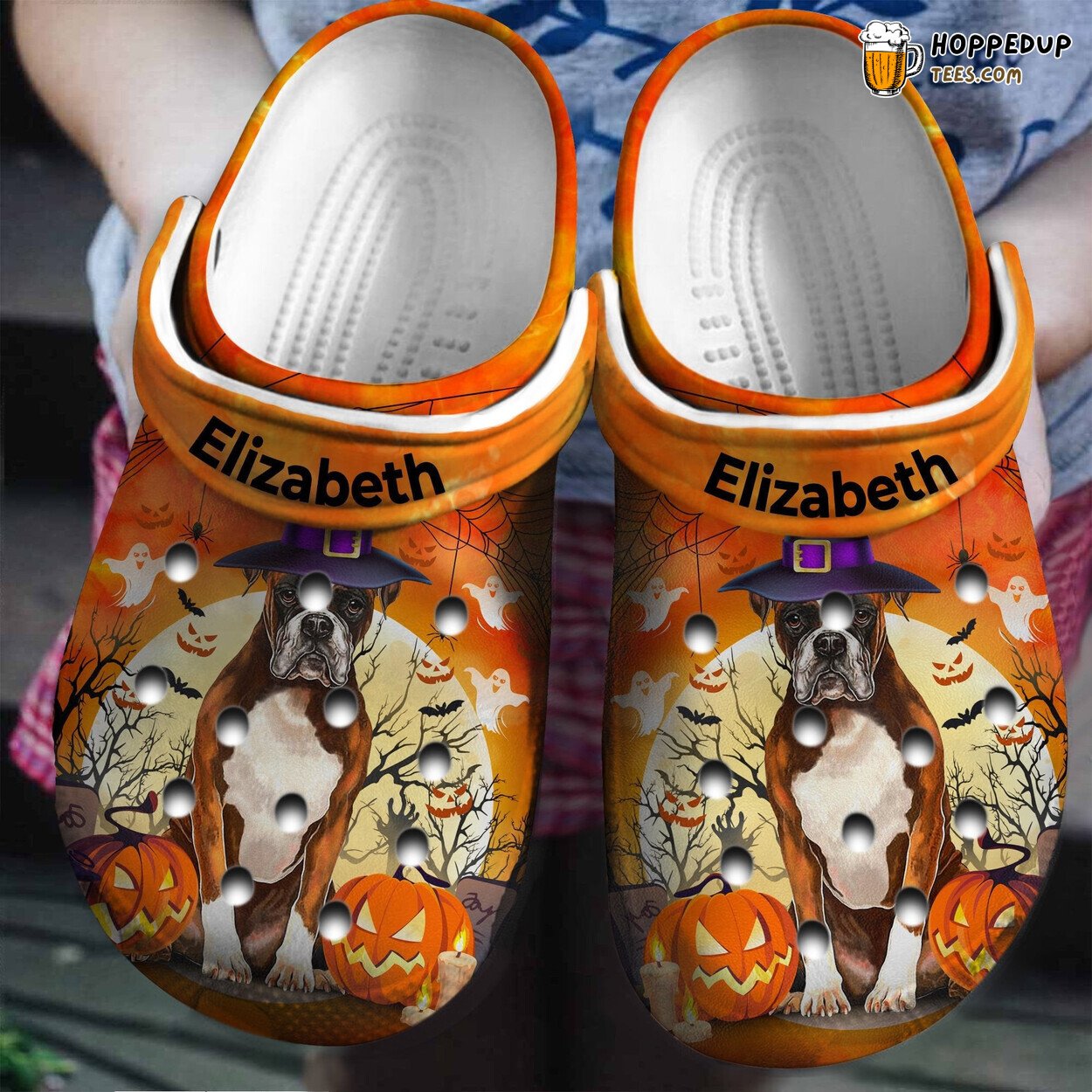 Boxer Witch Personalized Halloween Gift Comfortable Unique Clogs
