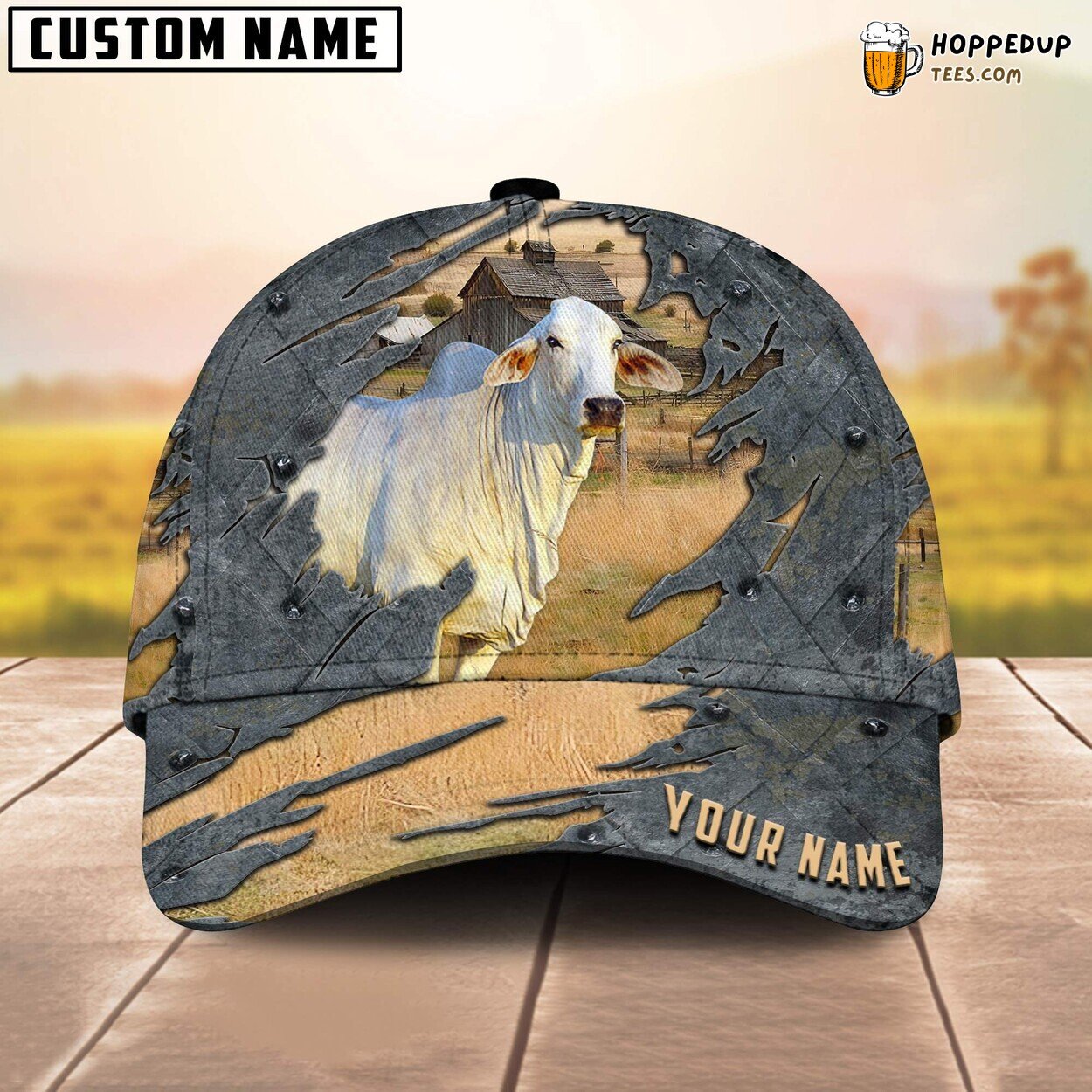 Brahman 3D Unique Cap Farm Lovers Leather Animal Baseball Design Pattern Cap