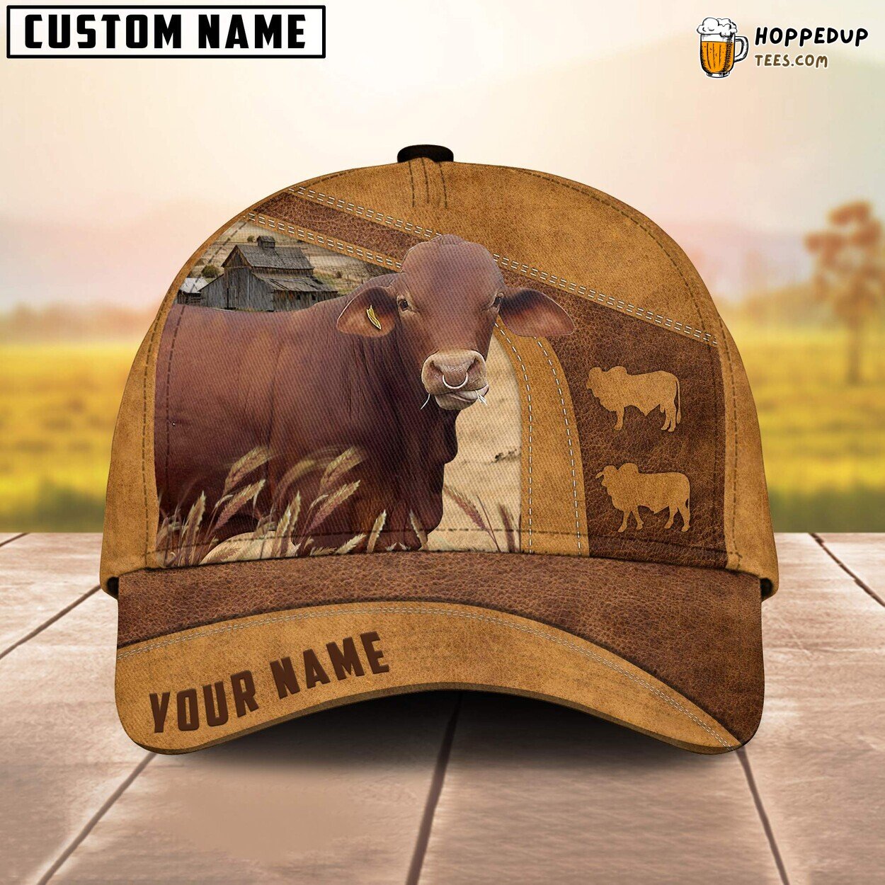 Brahmousin Retro Custom 3D Print Cap Farm Lovers Leather Animal Special