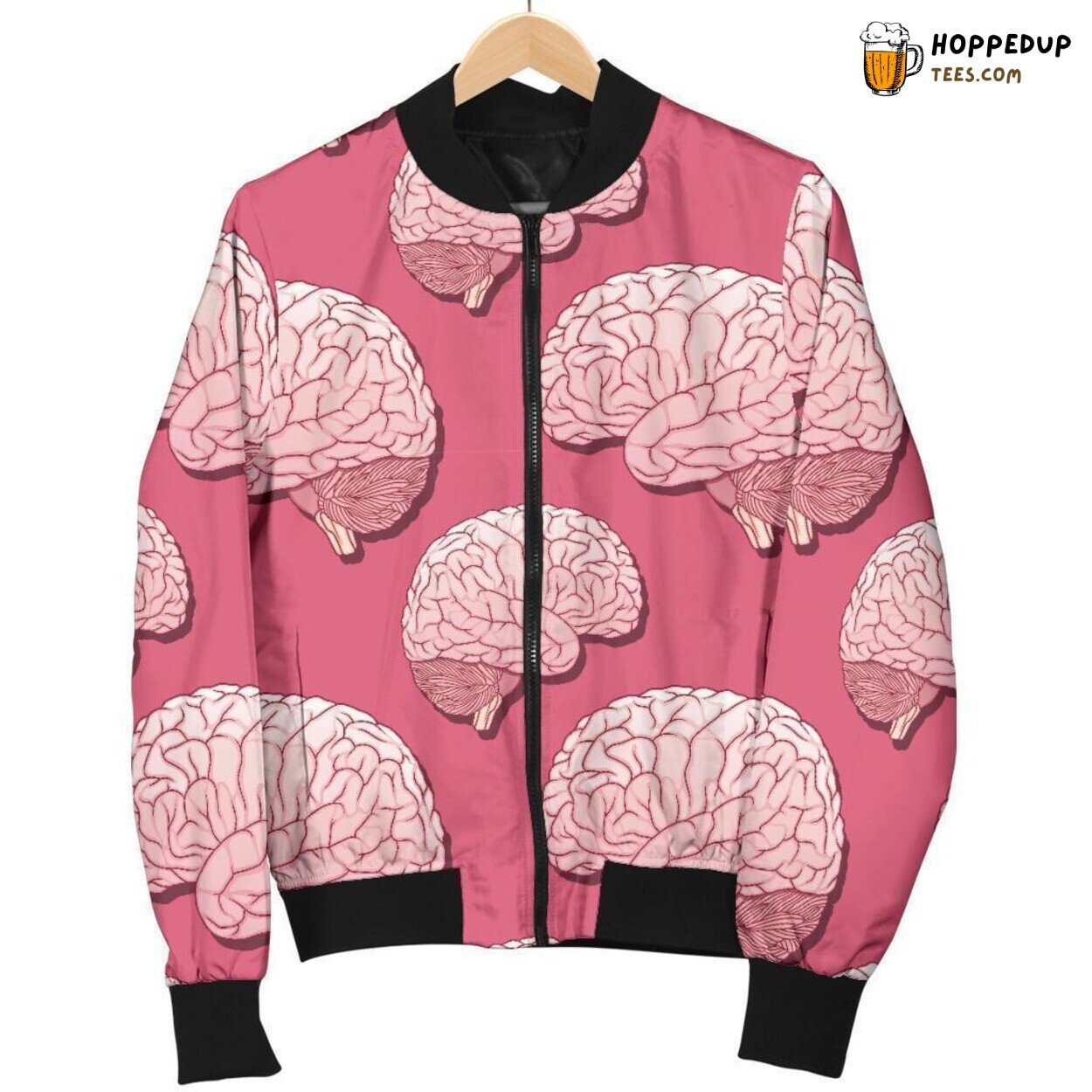 Brain in Pink Shade Men’s Bomber Jacket Unique Pattern Design Tribute Art Brain in Pink Shade Men’s Bomber Jacket Unique Pattern Design Tribute Art