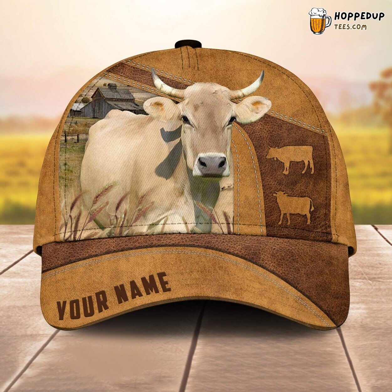 Braunvieh Cale 3D Custom Cap All Over Print Baseball Farm Animal Lover Leather