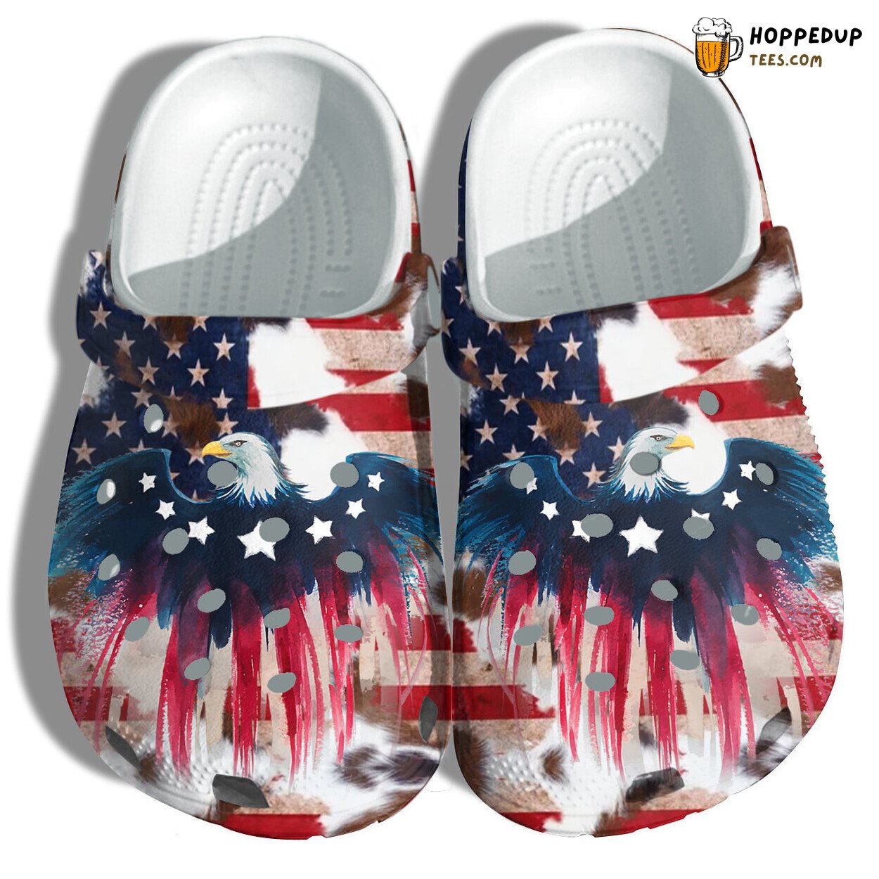 Brave Eagle Hawk America Flag Grandpa Veteran 4th July Birthday Shoes