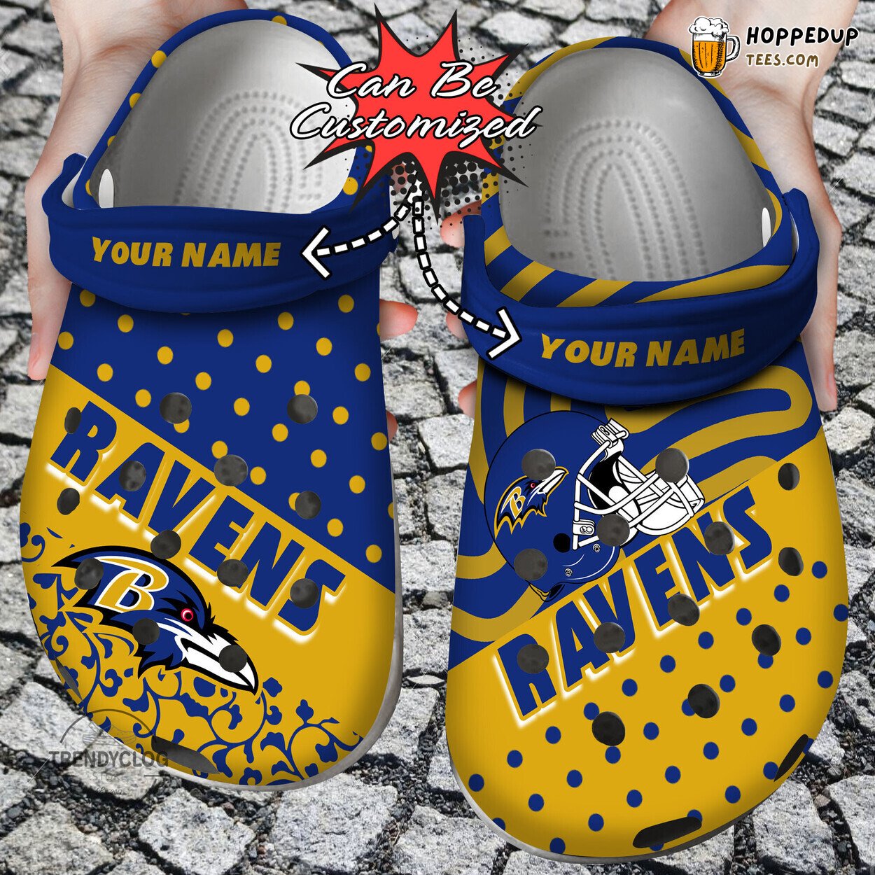 BRavens Football Personalized Polka Dots Colors Stylish Clog Shoes