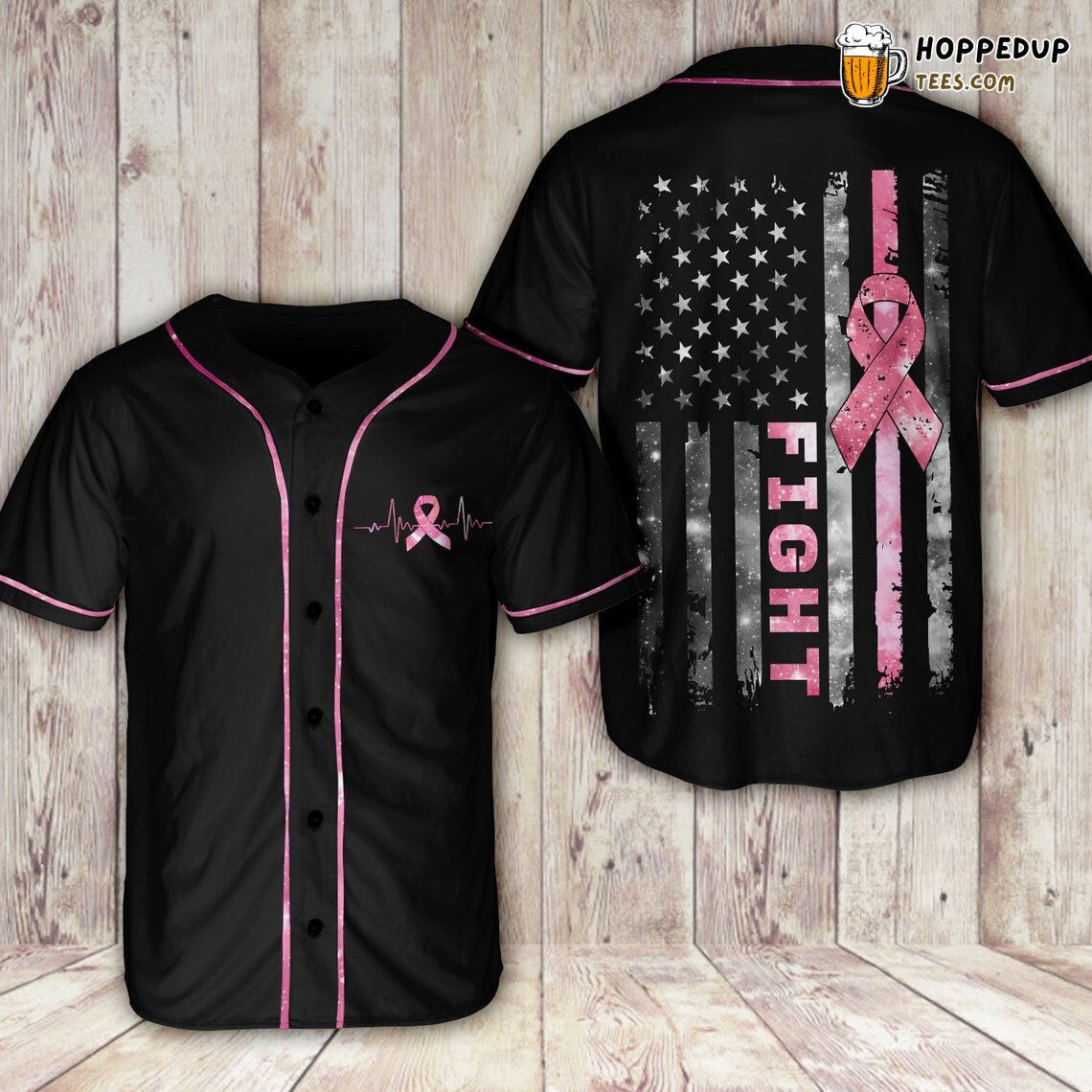 Breast America Flag Ribbon Baseball Tee Jersey Shirts 3D