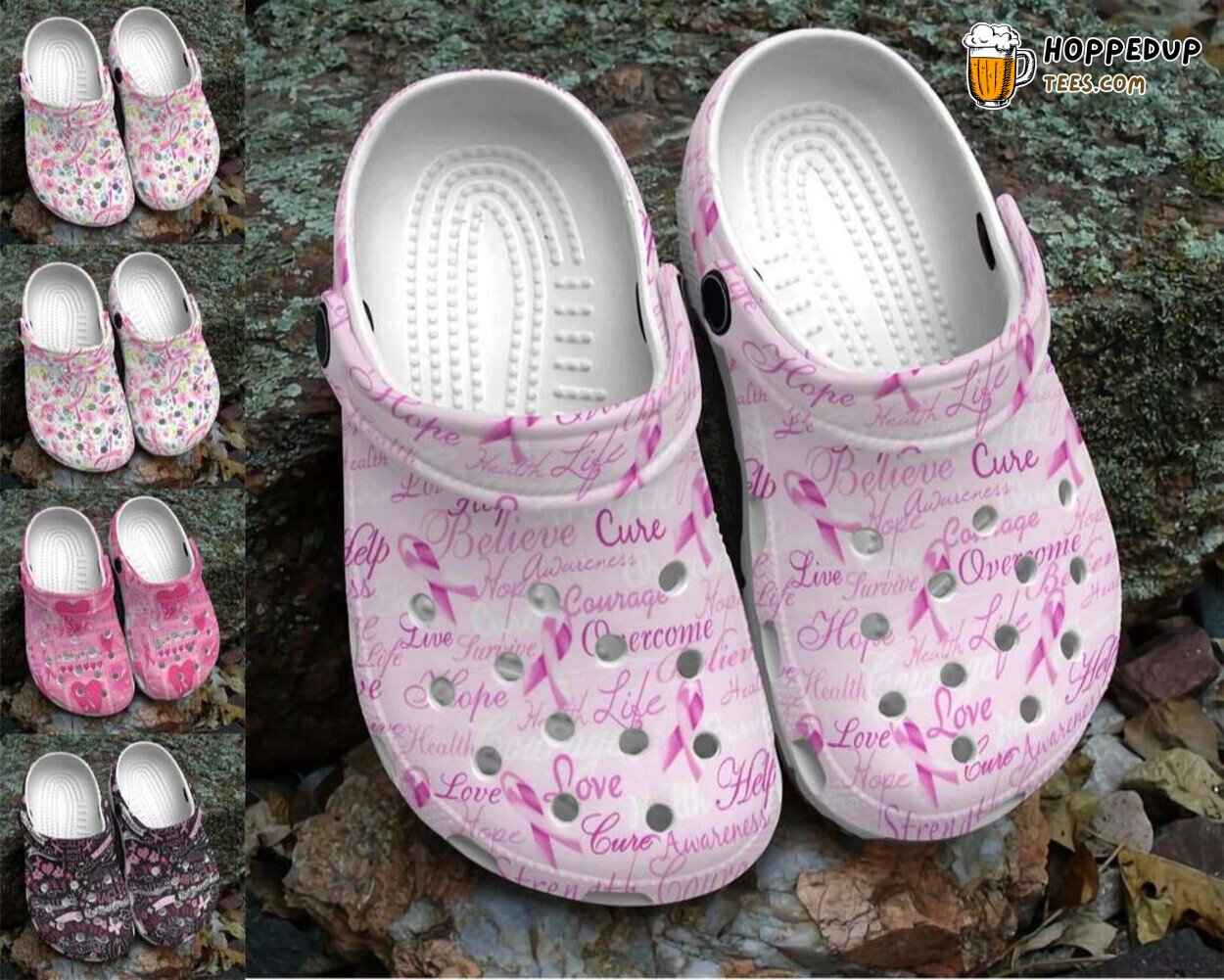 Breast Cancer Awareness Believe Cure Inspirational Clog Shoes Design Gift