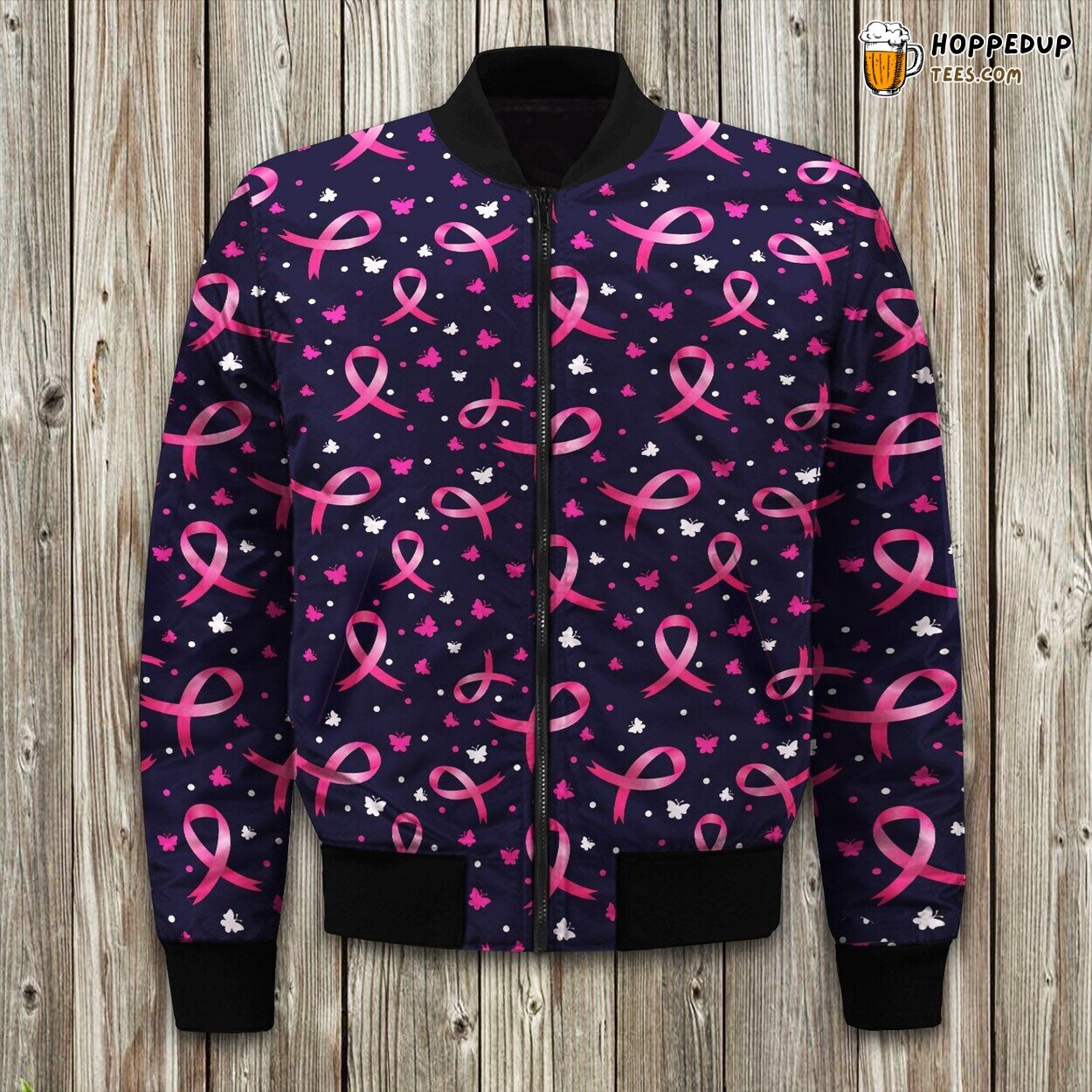 Breast Cancer Awareness Black Pink Fashion Bomber Jacket
