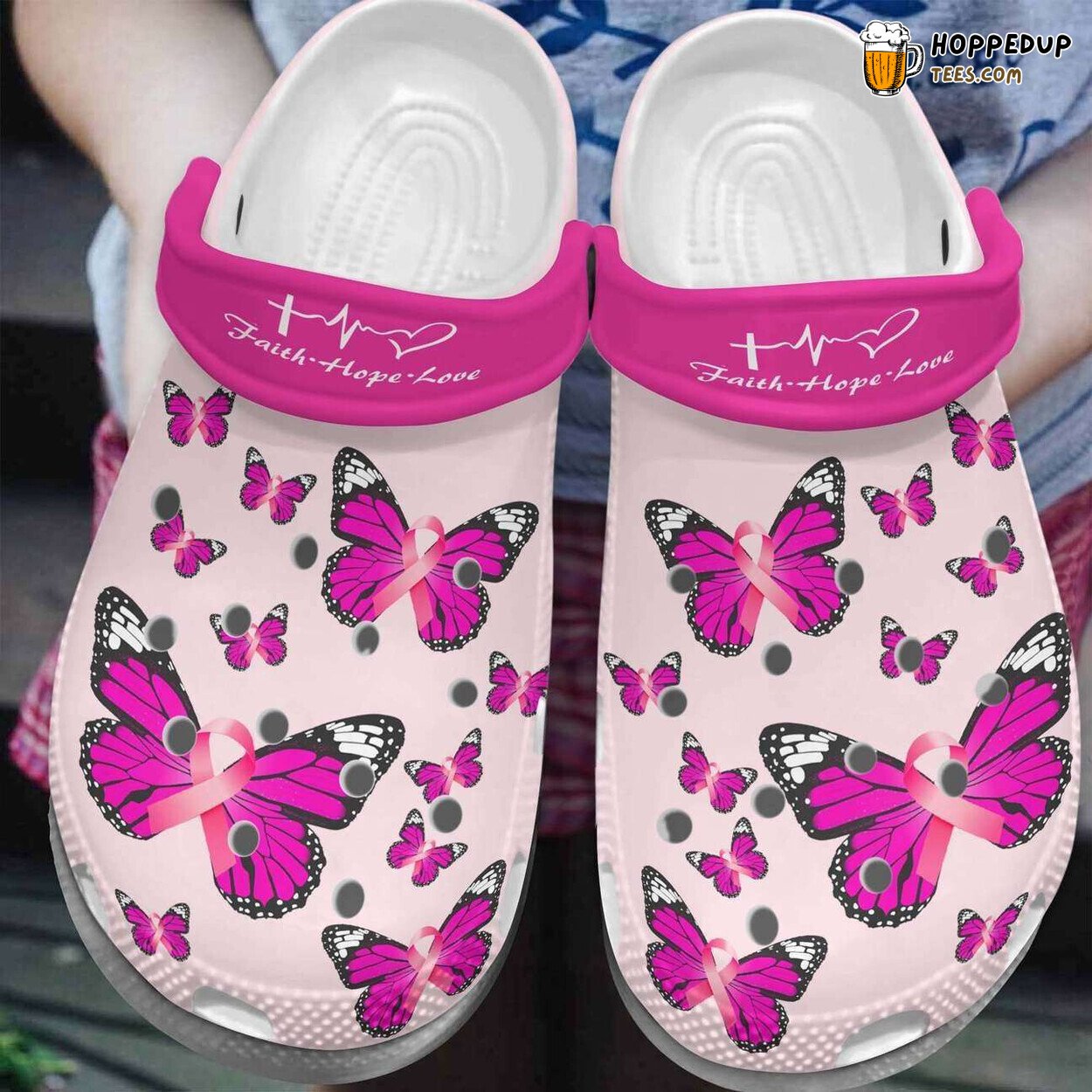 Breast Cancer Awareness Christian Faith Hope Love Comfortable Clogs