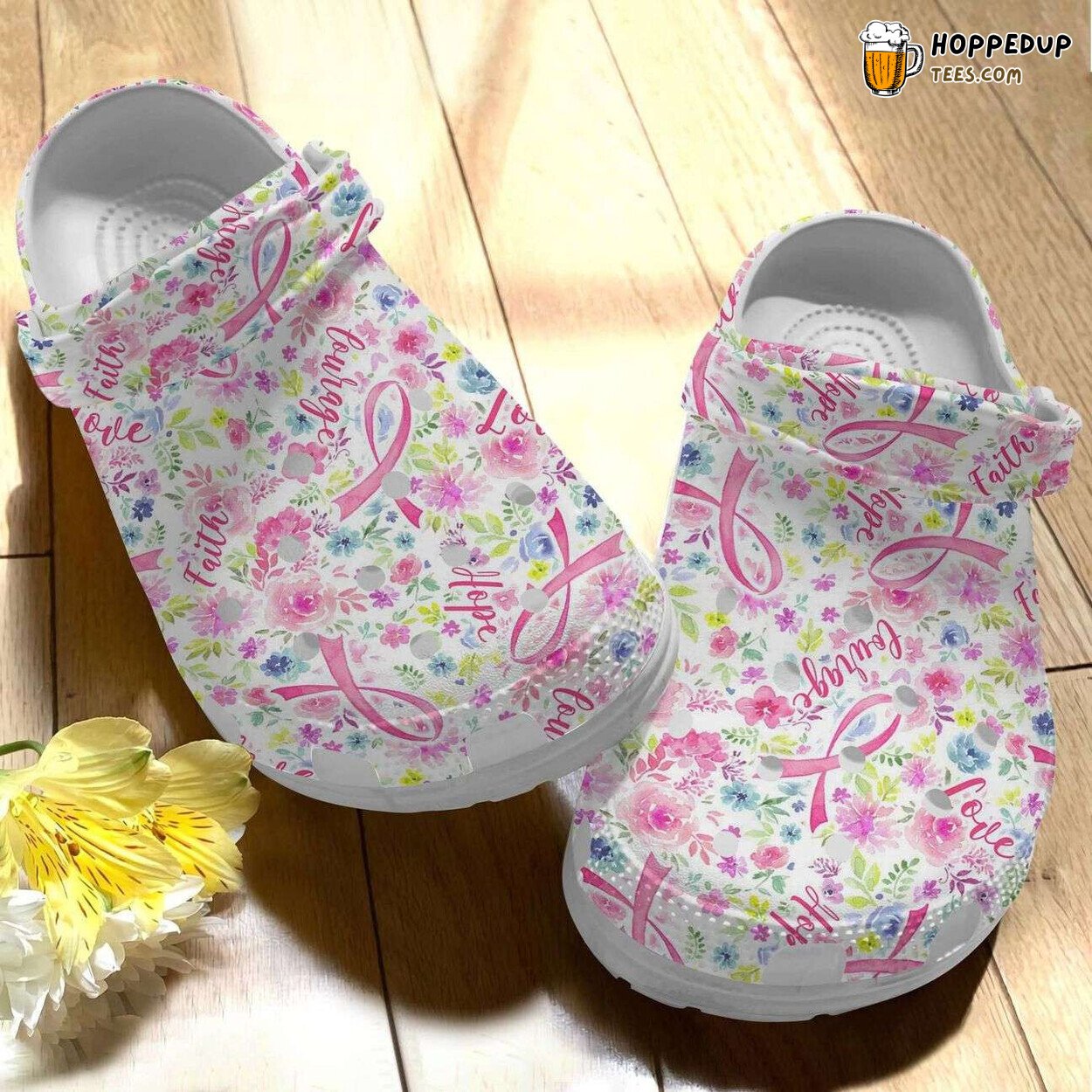 Breast Cancer Awareness Faith Courage Themed Clog Shoes Unique