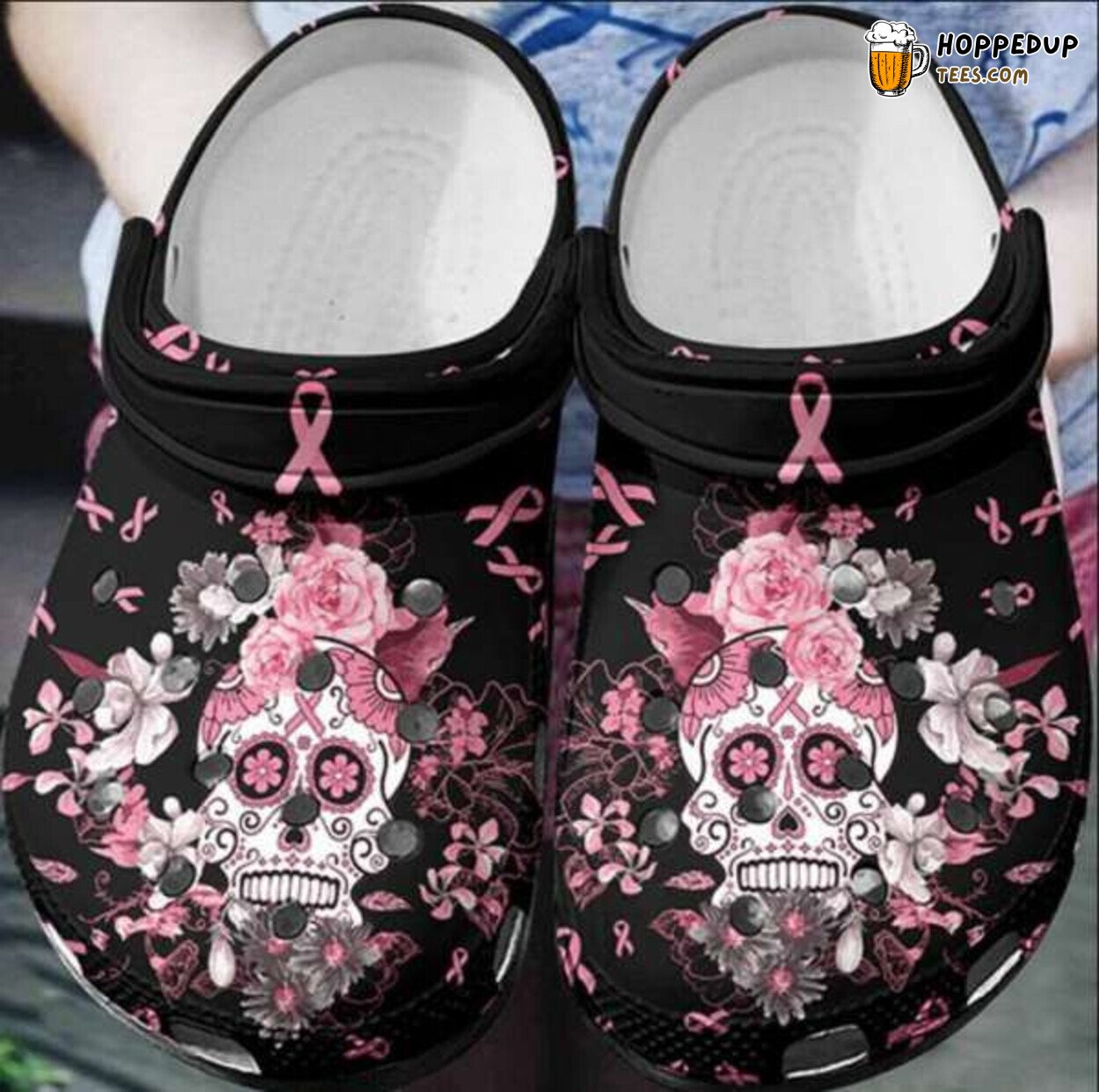 Breast Cancer Awareness Floral Classic Comfortable Unique Clogs