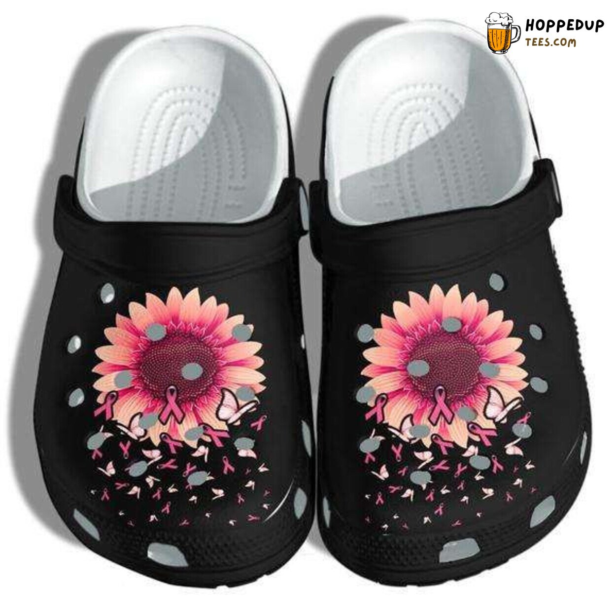 Breast Cancer Awareness Pink Ribbon Sunflower Theme Clog Shoes