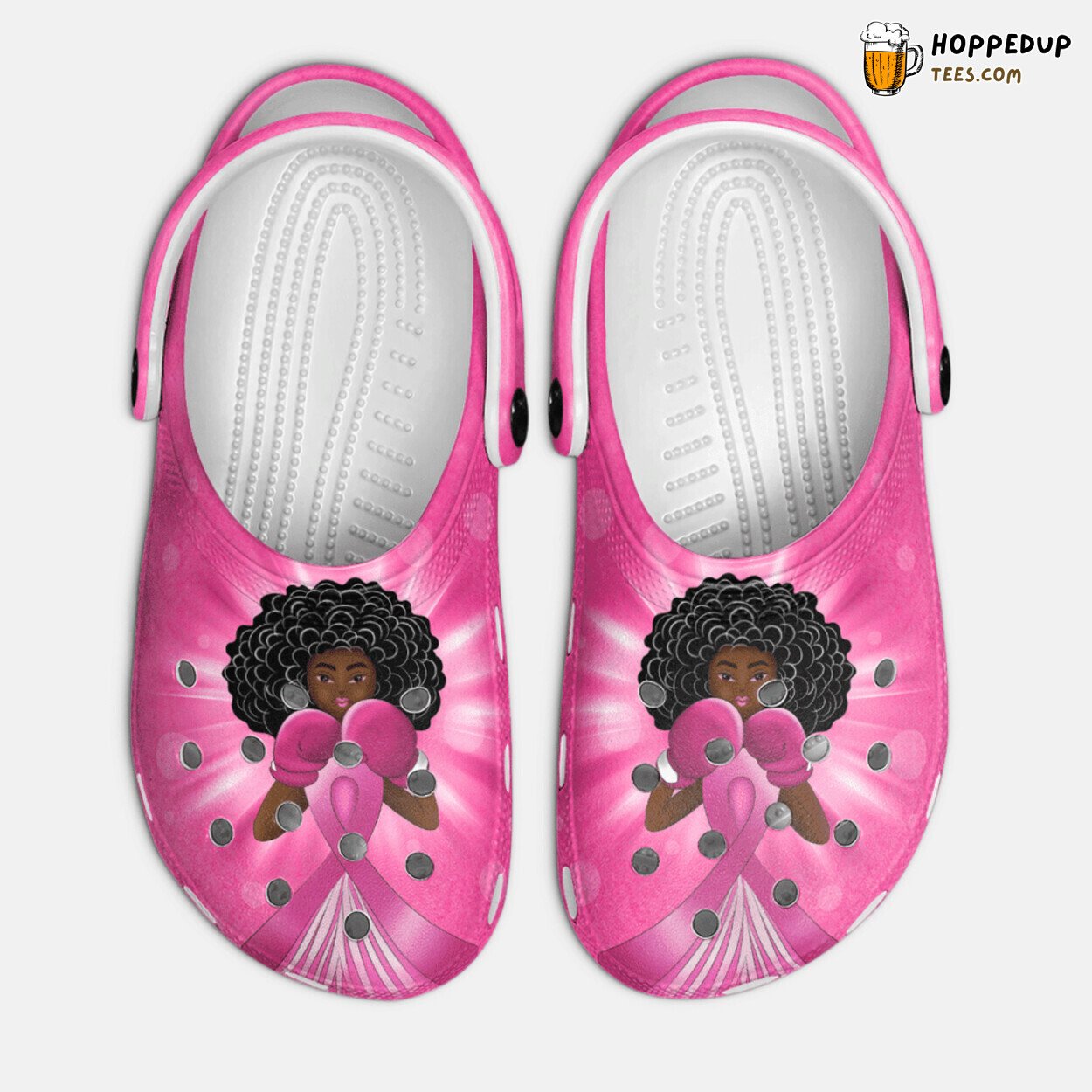 Breast Cancer Fight Like Girl Black Woman Classic Clogs Shoes