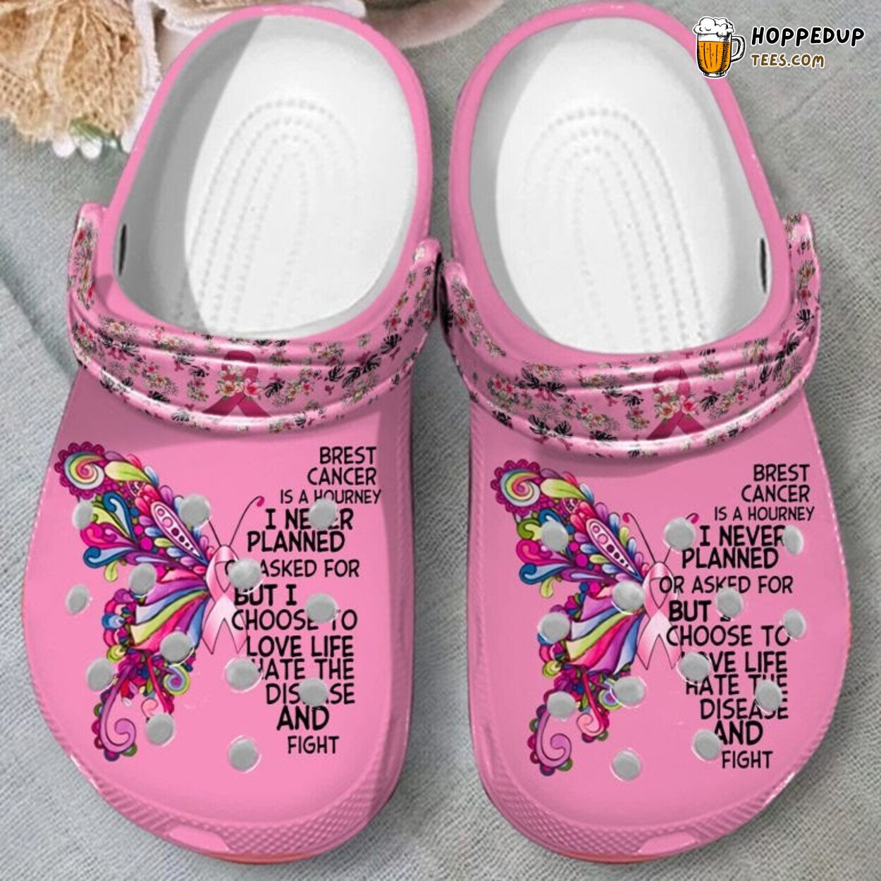 Breast Cancer Journey Butterfly Theme Comfortable Clogs Supportive Shoes