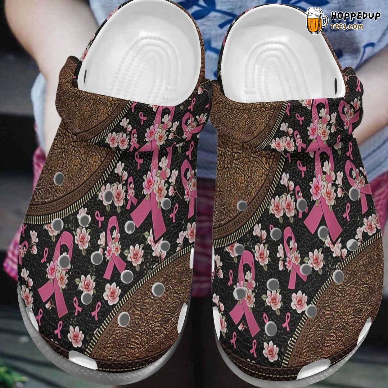 Breast Cancer Pink Ribbon Themed Comfortable Unique Clogs Shoes