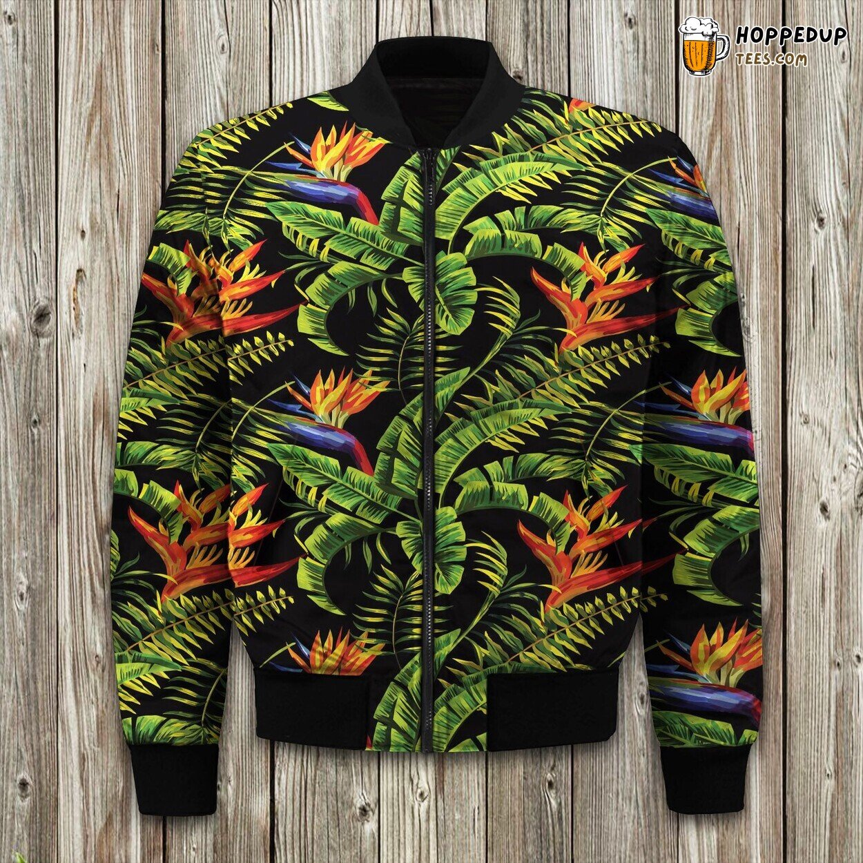 Breezy Shoreline Delight Winter Bomber Jacket Tropical Getaway