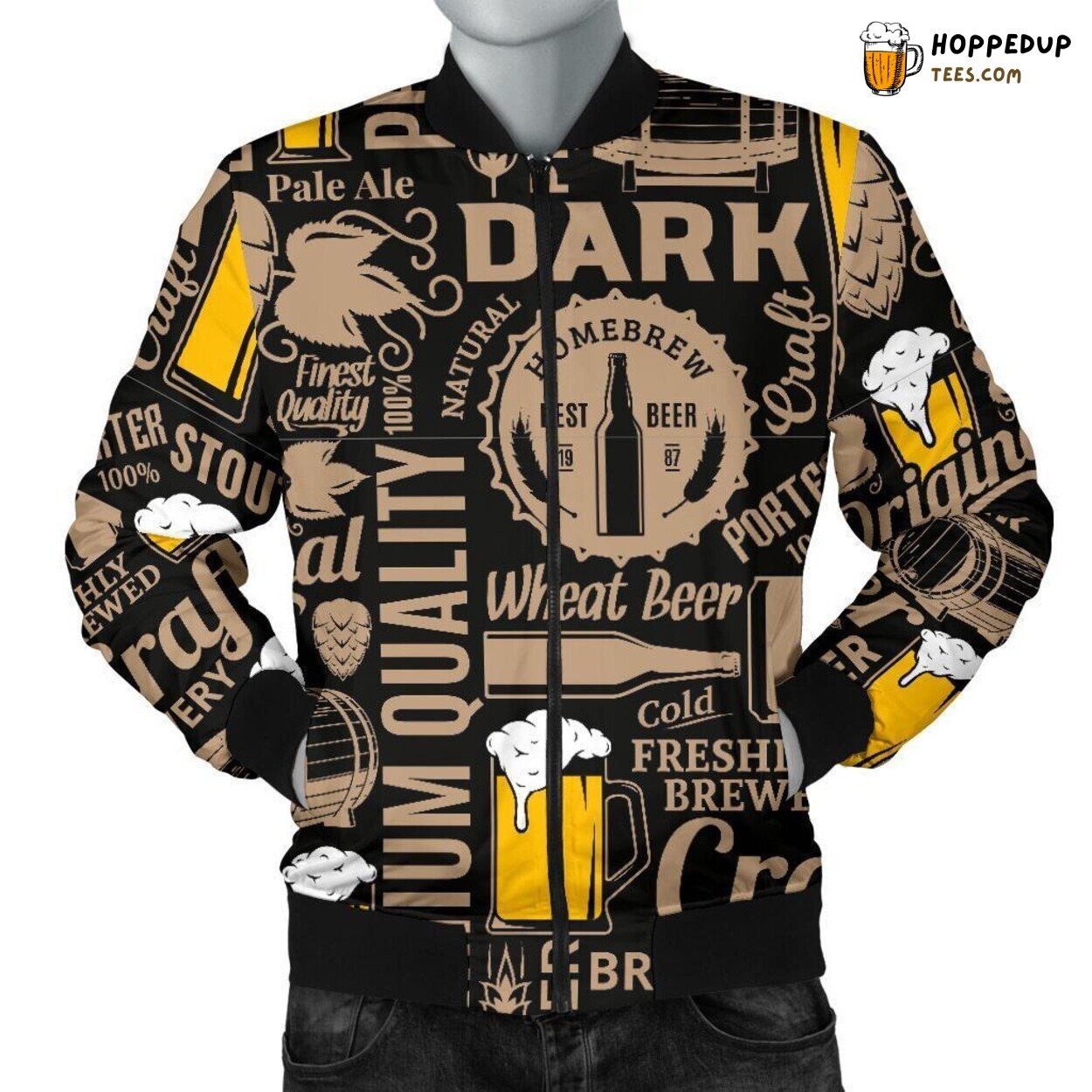 Brewery’s Finest Craft Beer Men’s Bomber Jacket Unique Pattern Design Art