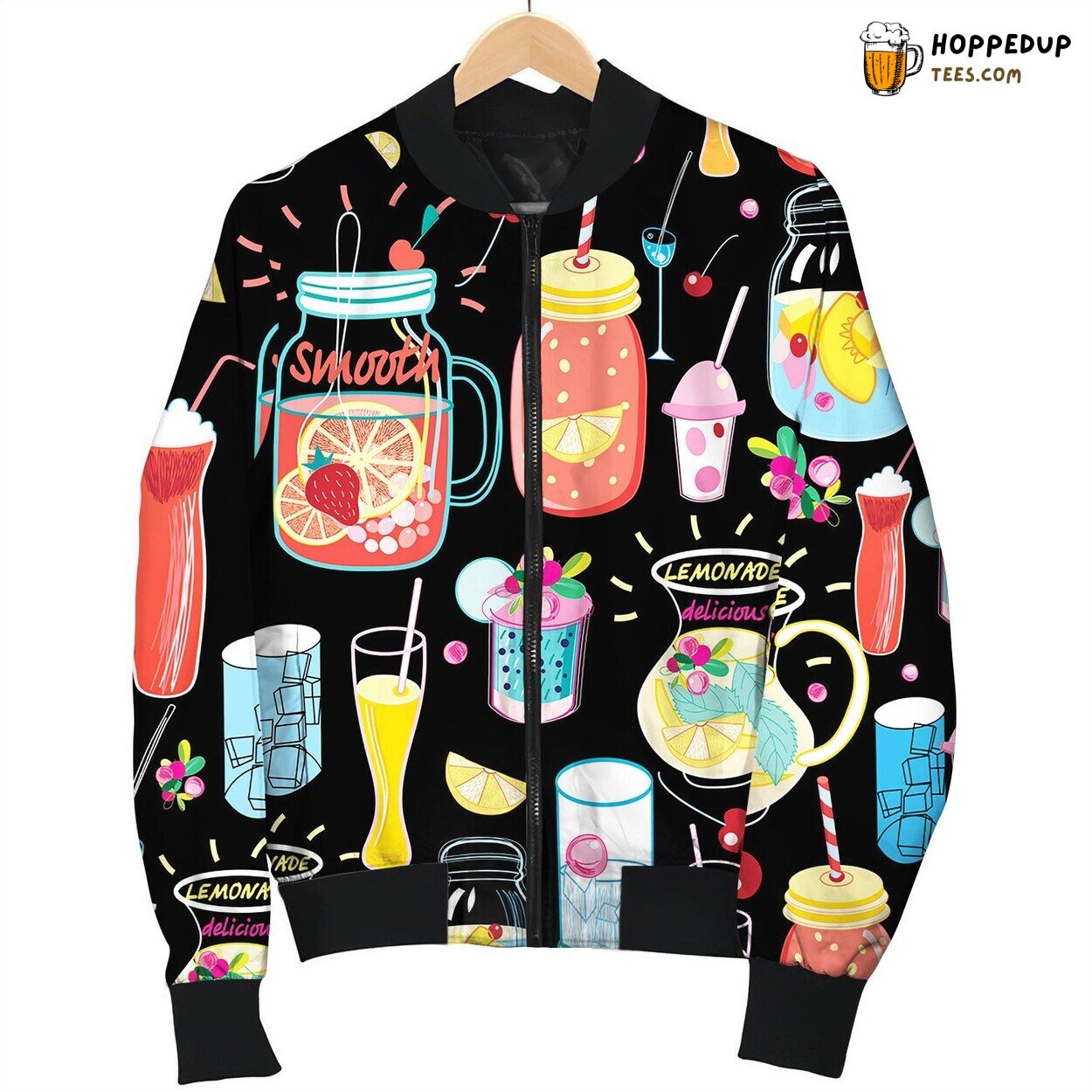 Bright Pattern Delicious Cocktails Bomber Jacket