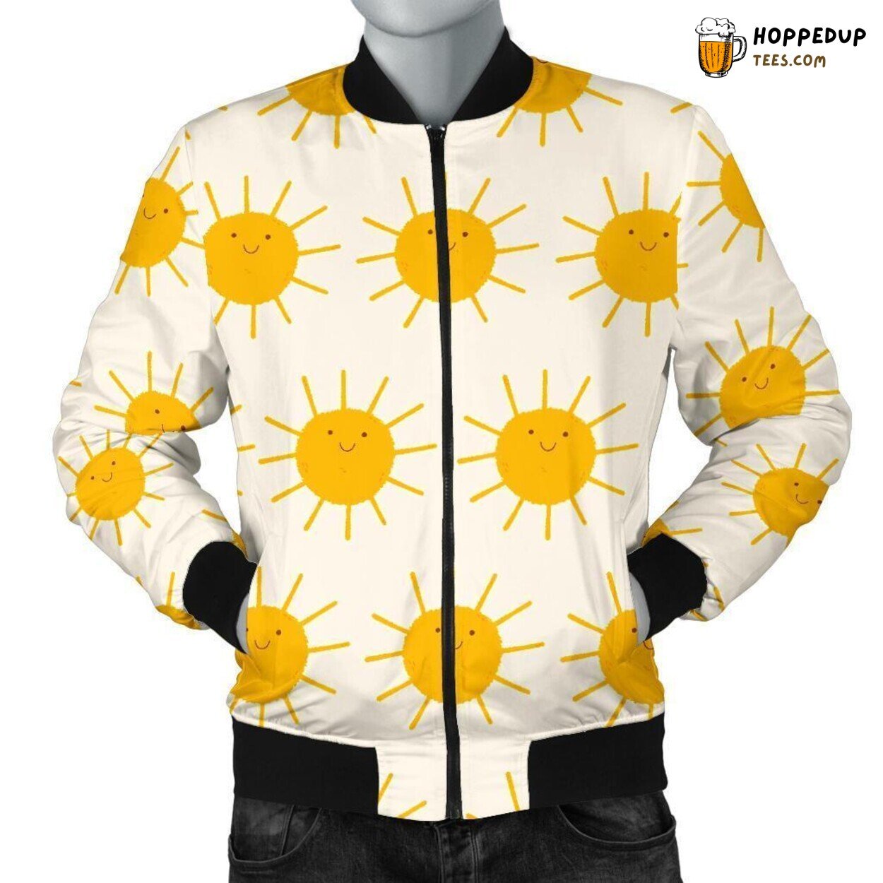 Bright Sun Celestial Display Men’s Bomber Jacket Unique Pattern Design Tribute