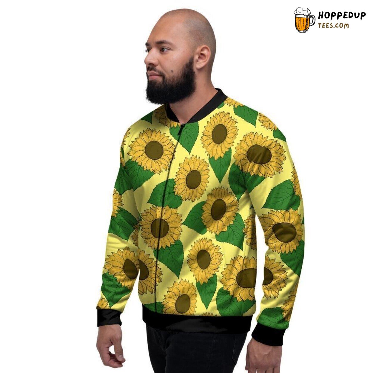 Bright Sunflower Design Men’s Bomber Jacket Floral Vibrancy Nature Fashion Wear