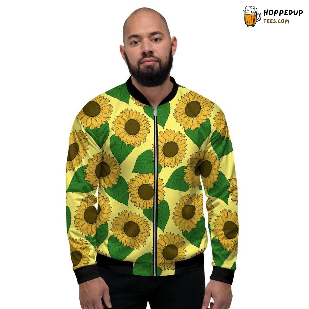 Bright Sunflower Design Men’s Bomber Jacket Floral Vibrancy Nature Fashion Wear
