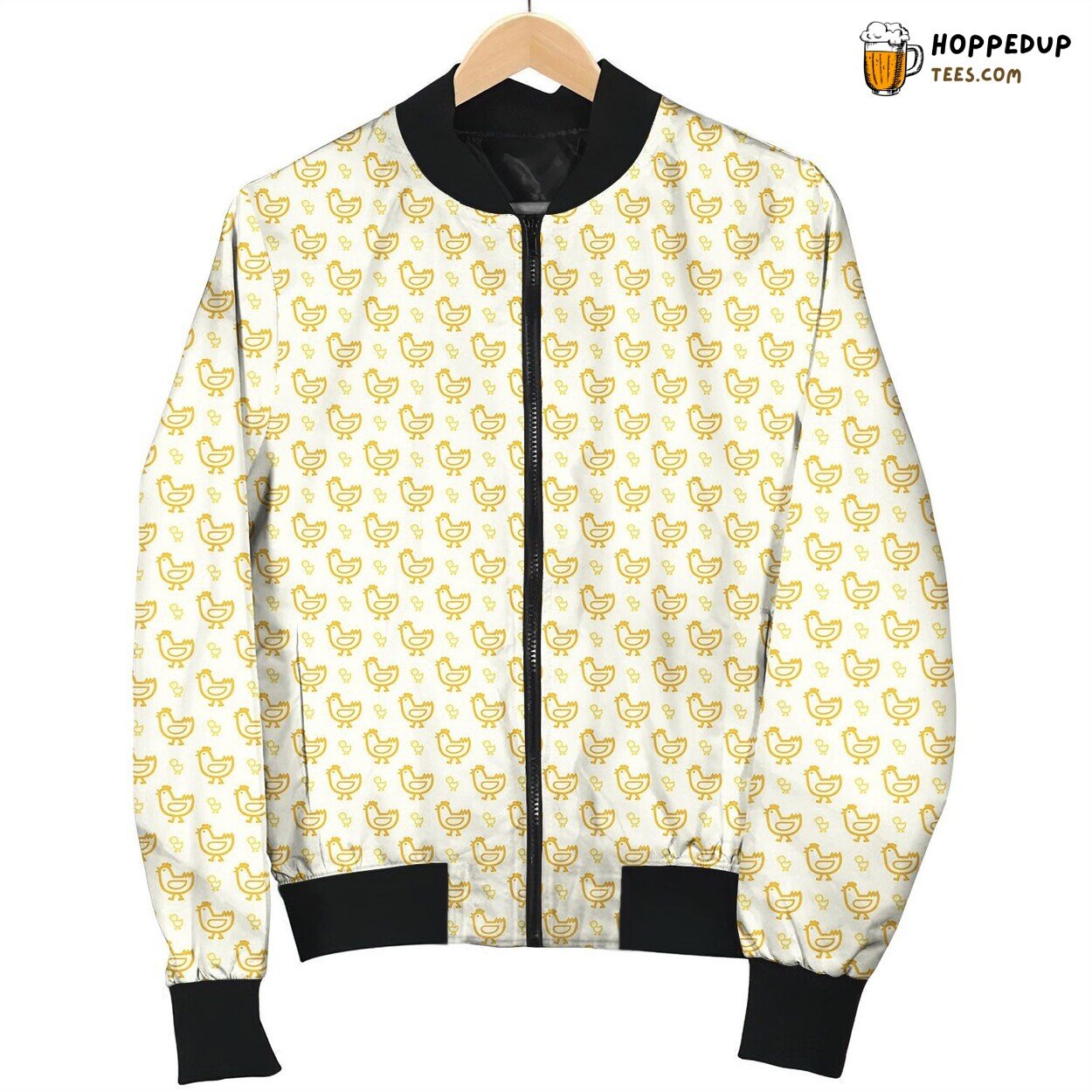 Bright Yellow Chicken Winter Bomber Jacket Stylish Warm Comfort