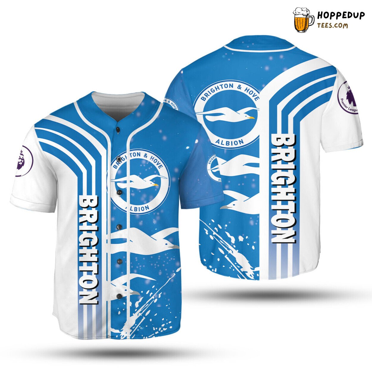 Brighton & Hove Albion FC White Blue Baseball Jersey Unisex Shirt