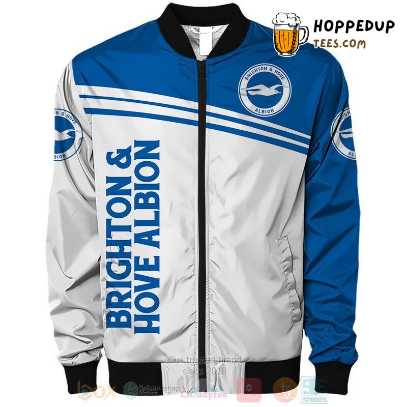 Brighton Hove Albion FC Bomber Jacket in White Blue Contrast