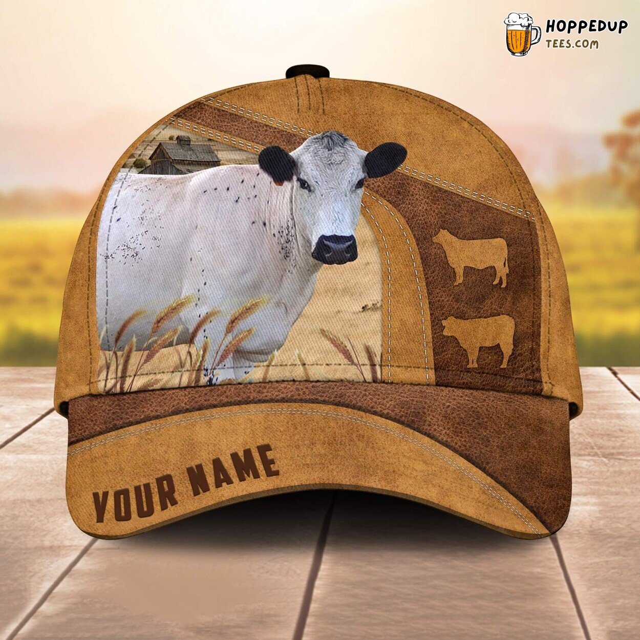 British White Park 3D Custom Cap All Over Print Baseball Farm Animal Lover Leather
