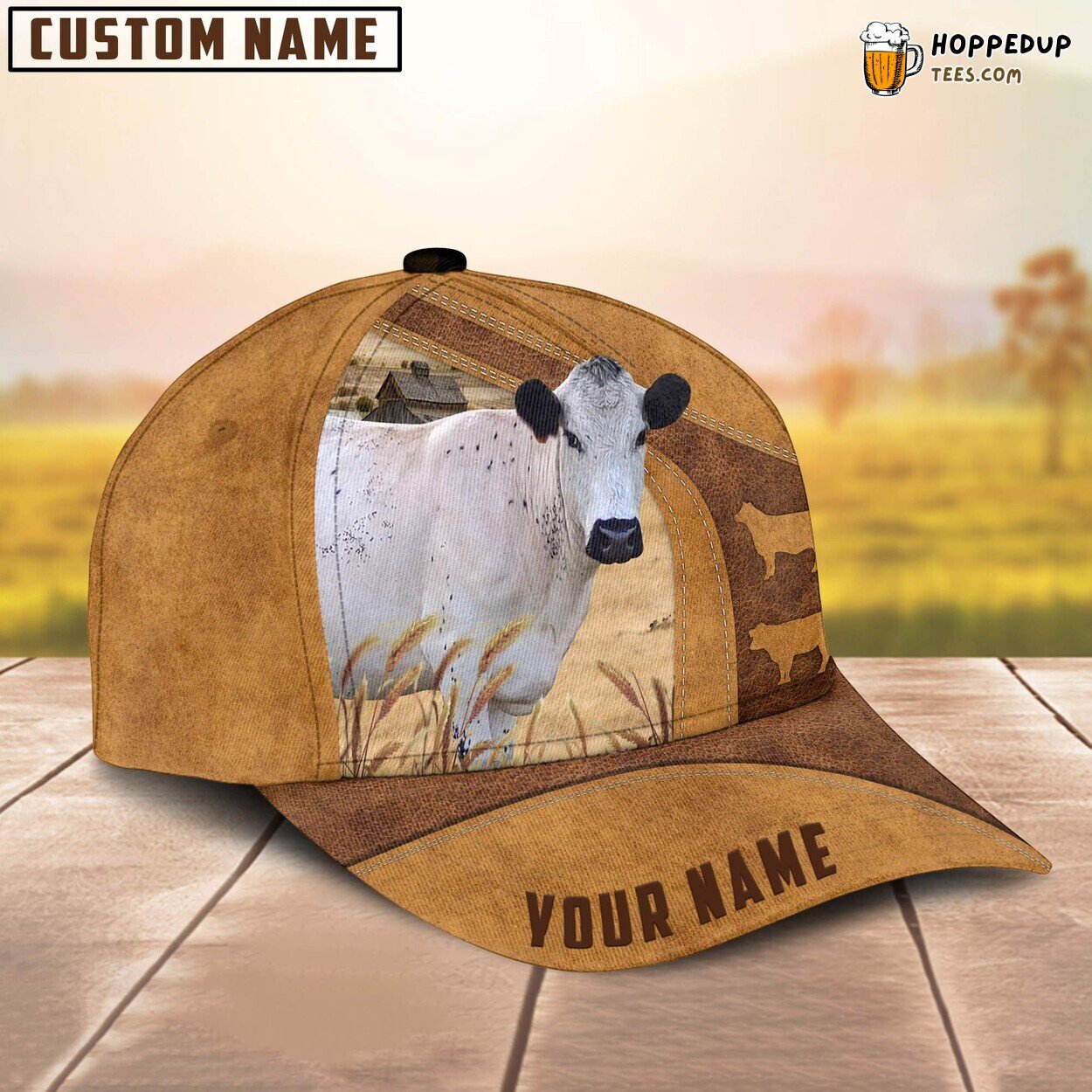 British White Park Cattle Custom Name Cap Farm Baseball Farmer Lover