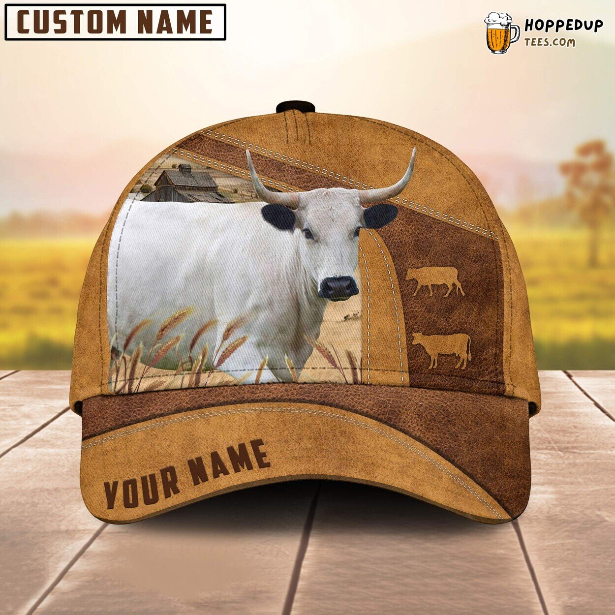 British White Park Personalized 3D Print Cap Farm Lovers Leather Animal