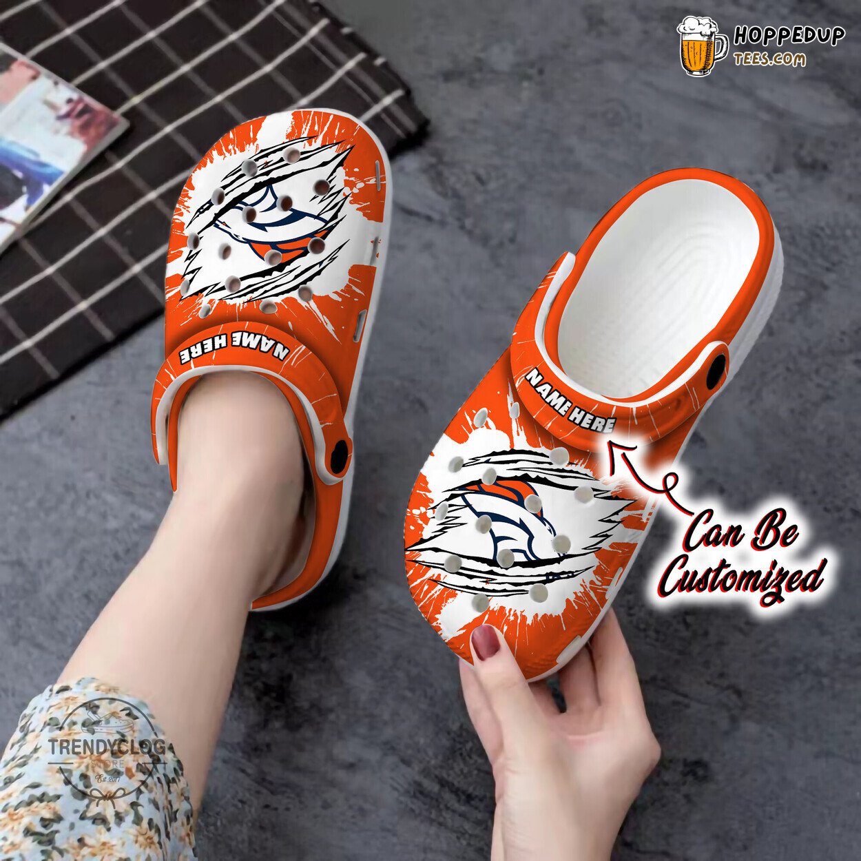 Broncos DBroncos Football Ripped Claw Personalized Comfortable Clogs