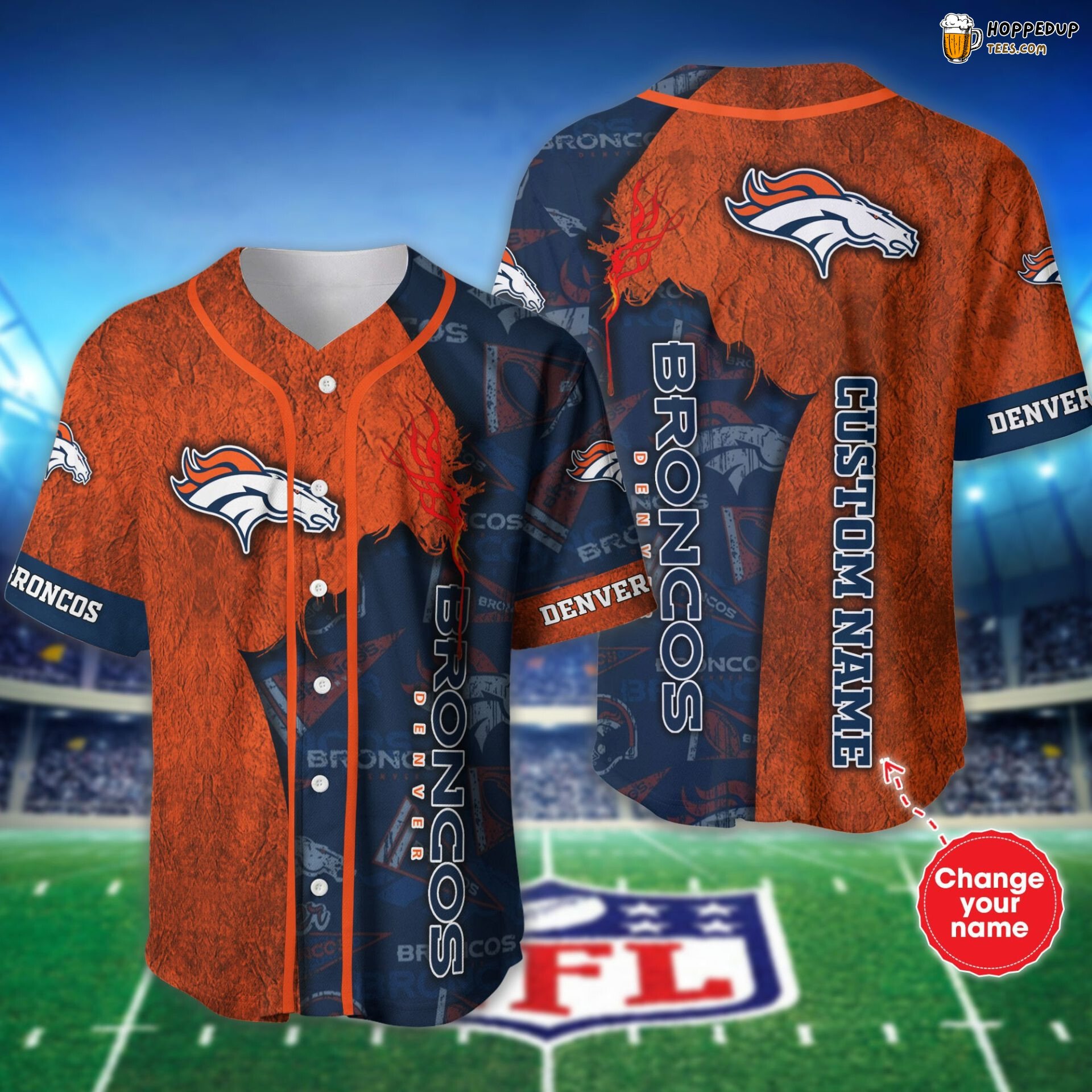 Broncos Navy Blue Orange NFL Unisex Baseball Jersey Team Colorway