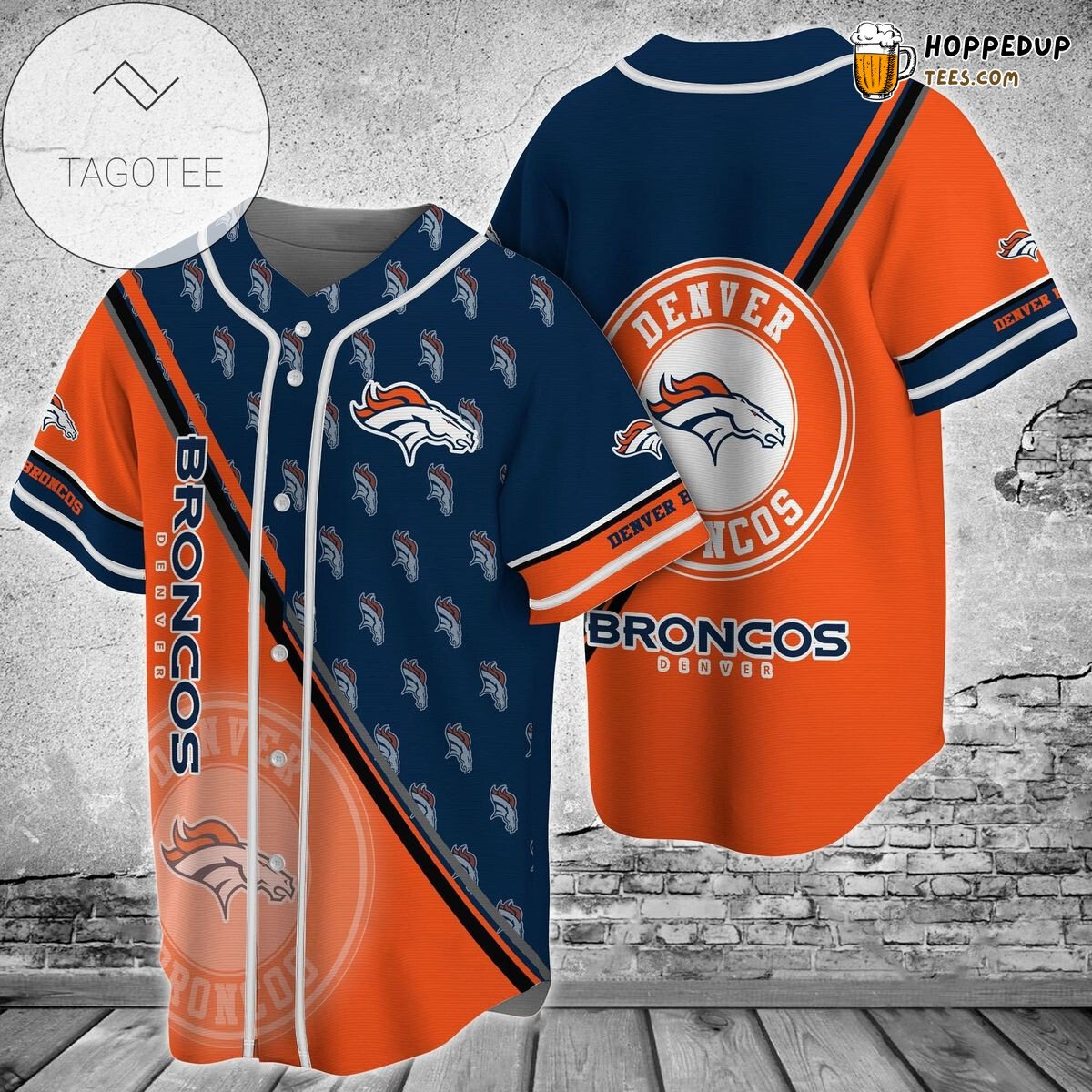 Broncos Orange Navy Fanwear Unisex Baseball Jersey Denver Bold Style