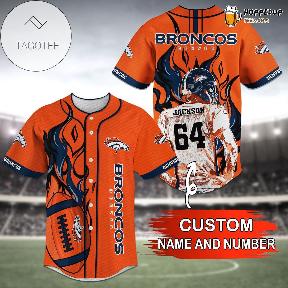 Broncos Personalized Orange Unisex NFL Baseball Jersey Player Tribute