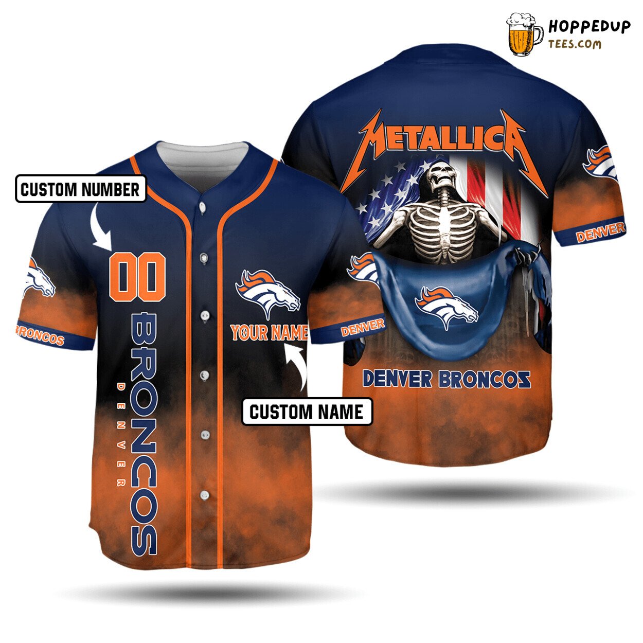 Broncos Skull Design Custom Unisex NFL Baseball Jersey Denver Pride