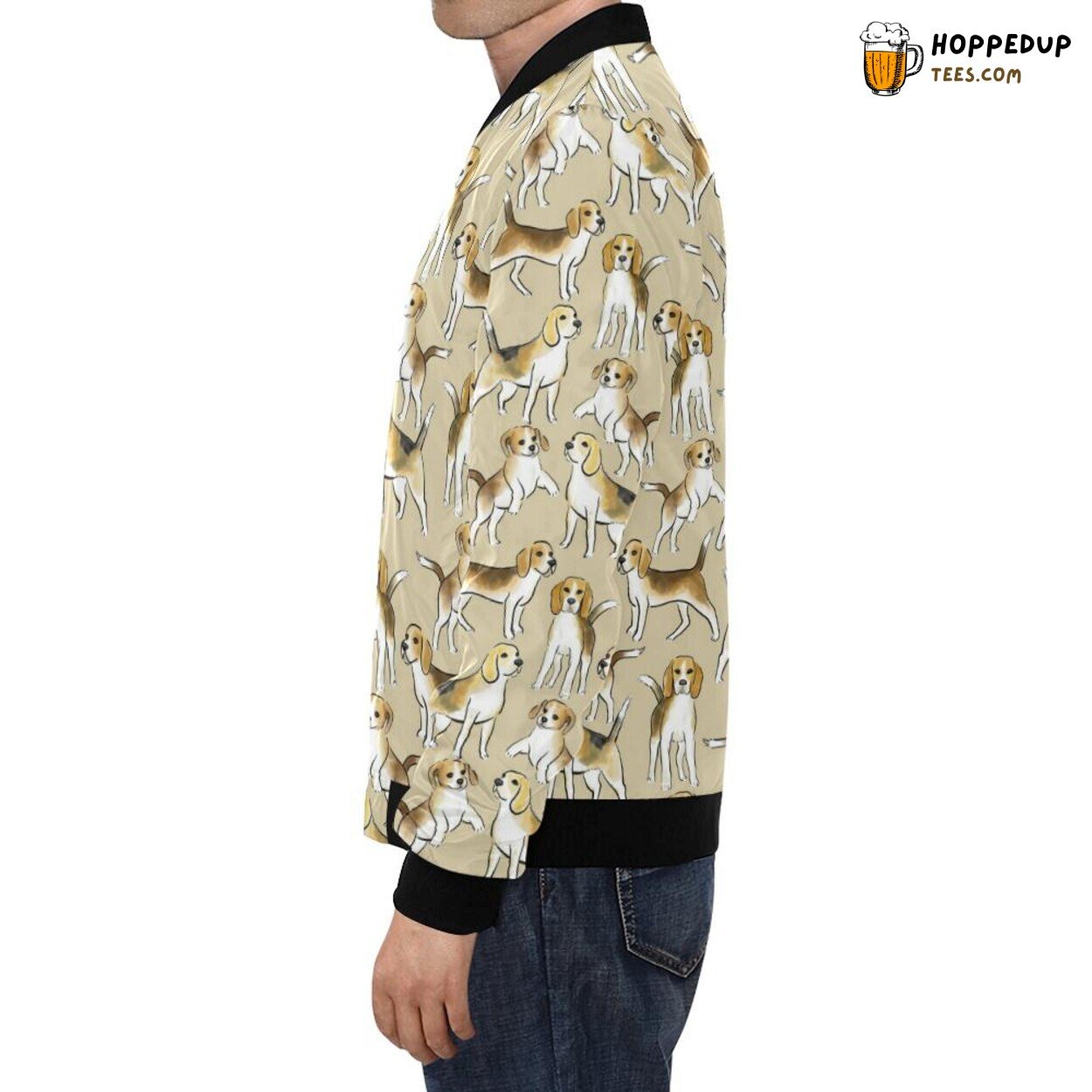 Brown Beagle Paw Pattern Print Men’s Bomber Jacket Unique Look