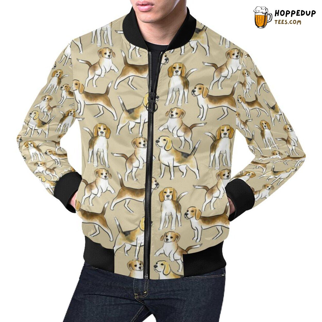 Brown Beagle Paw Pattern Print Men’s Bomber Jacket Unique Look Brown Beagle Paw Pattern Print Men’s Bomber Jacket Unique Look