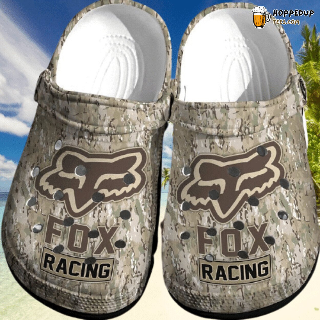 Brown Camouflage Fox Themed Comfortable Unique Clogs Shoes Design