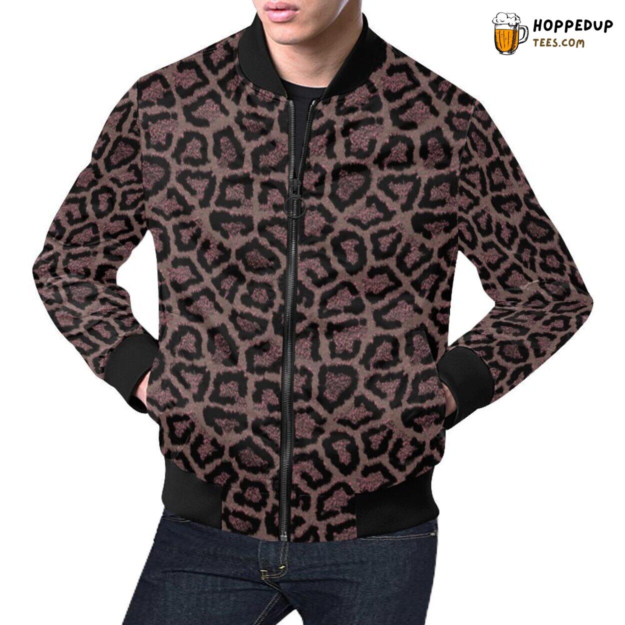 Brown Cheetah Leopard Exclusive Pattern Men’s Bomber Jacket Unique Design Brown Cheetah Leopard Exclusive Pattern Men’s Bomber Jacket Unique Design