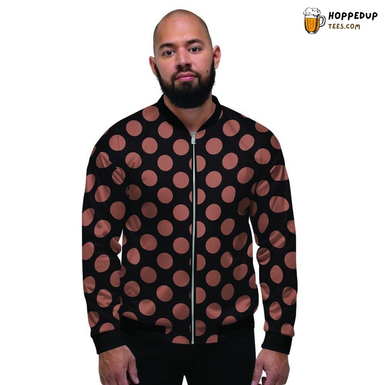 Brown Polka Dot Classic Black Design Men’s Bomber Jacket Retro Pattern Elegance