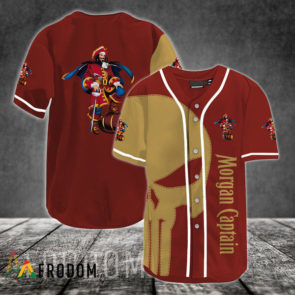 Brown Skull Captain Morgan Baseball Jersey HU