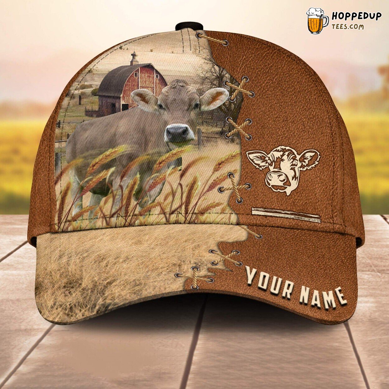 Brown Swiss Name Brown Leather 3D Cap Baseball Print Farm Lovers Unique Animal