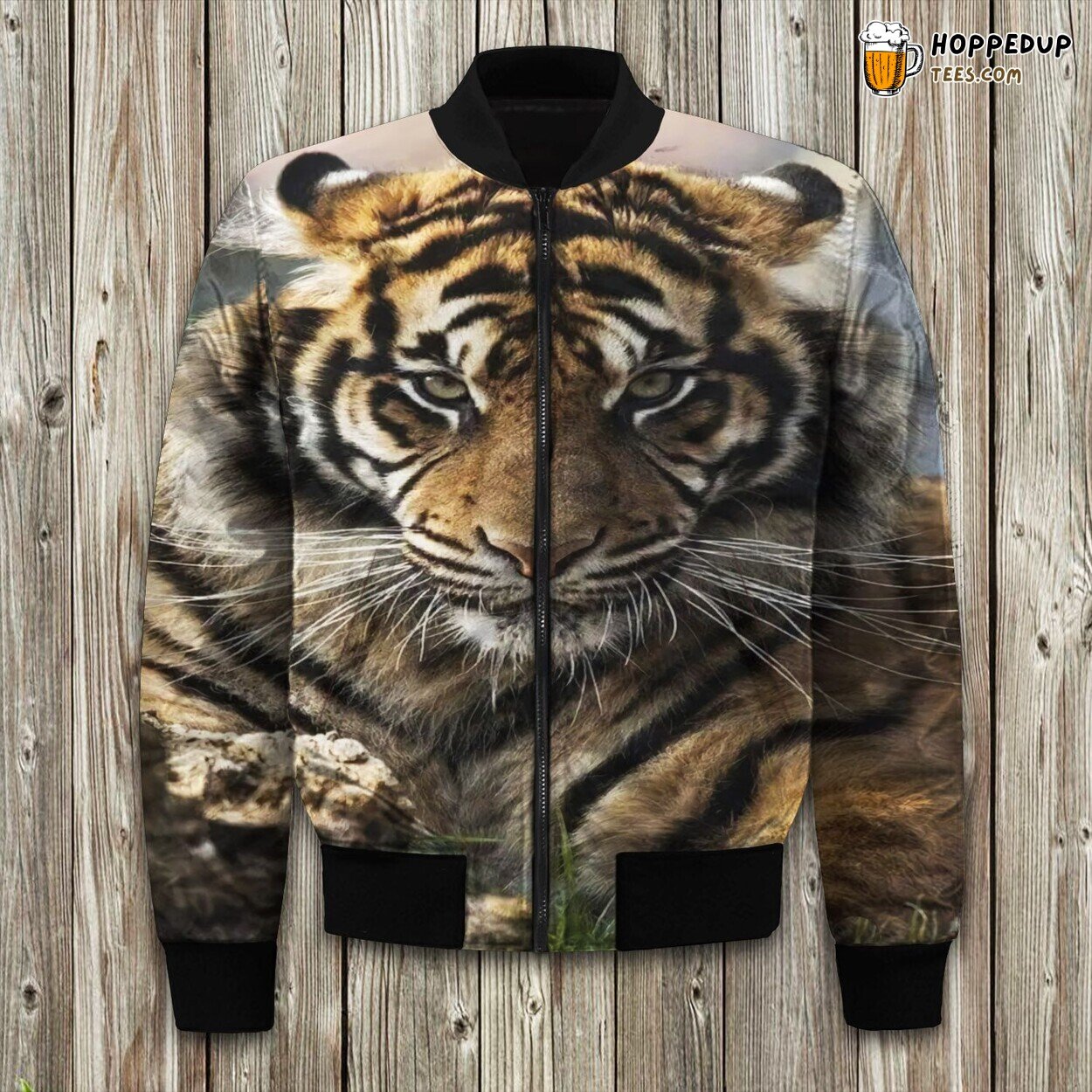Brown Tiger Pattern Winter Bomber Jacket Wild Jungle Fashion Statement